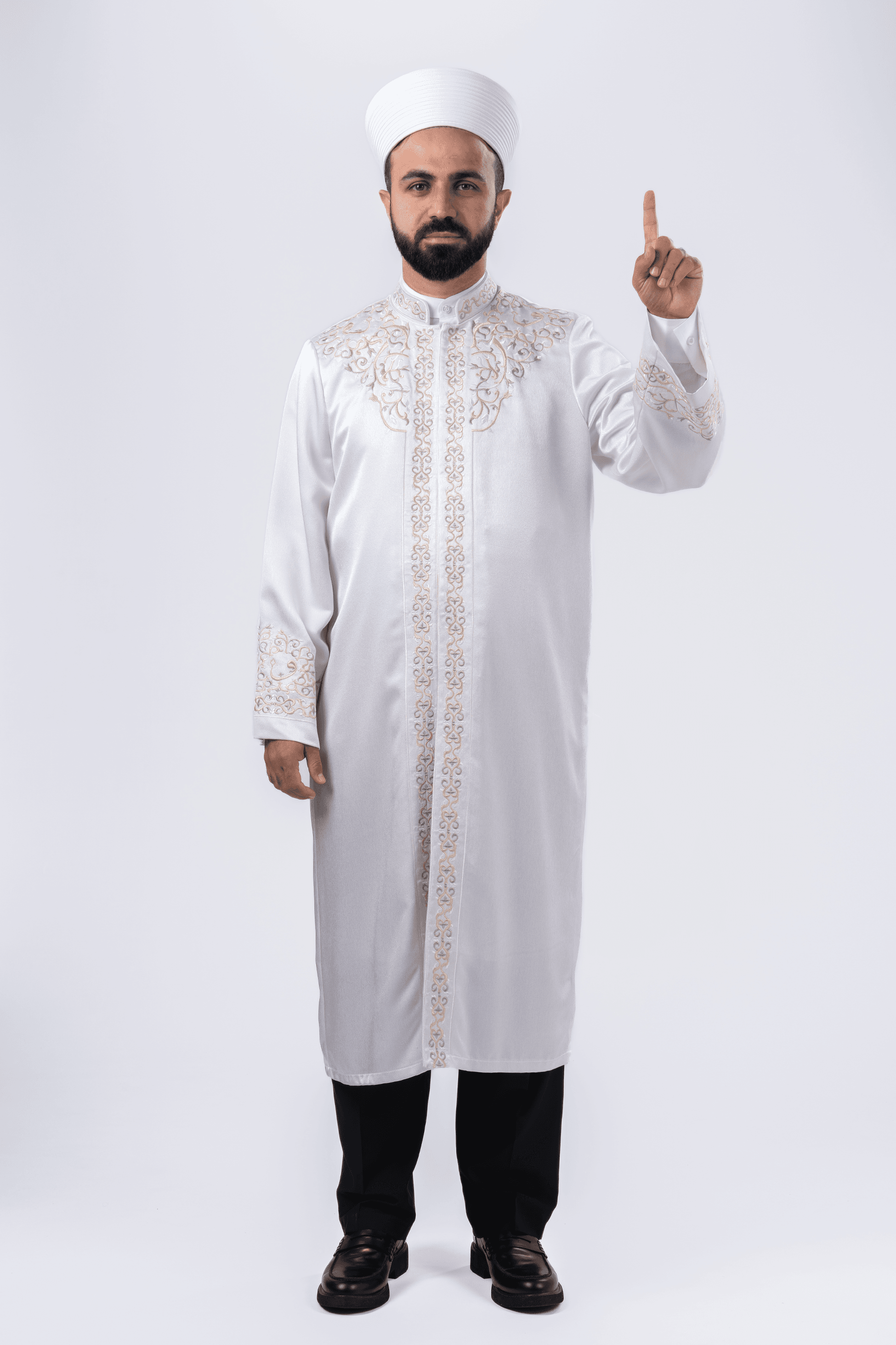 Beyaz Nakışlı Abraham İmam Cübbesi