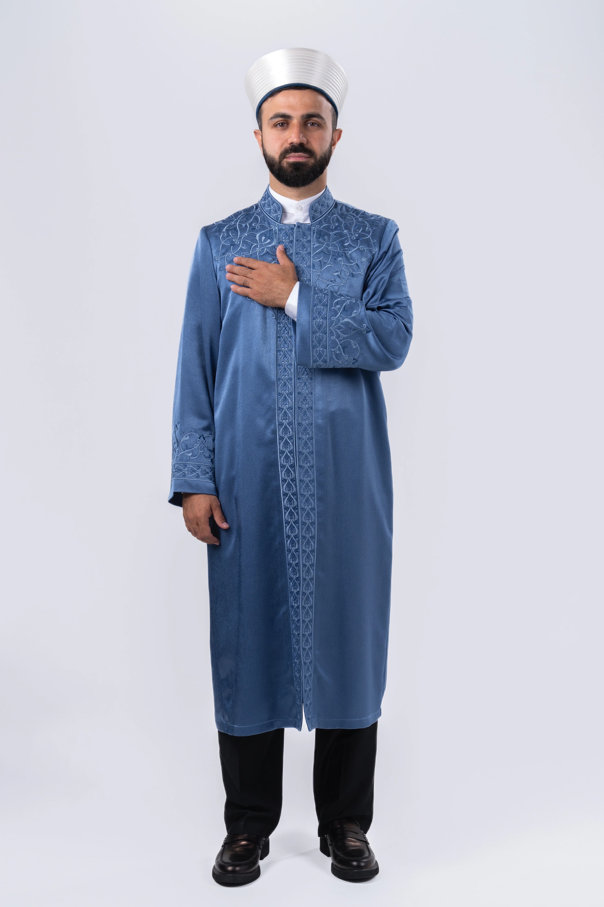 Mavi Nakışlı Abraham İmam Cübbesi