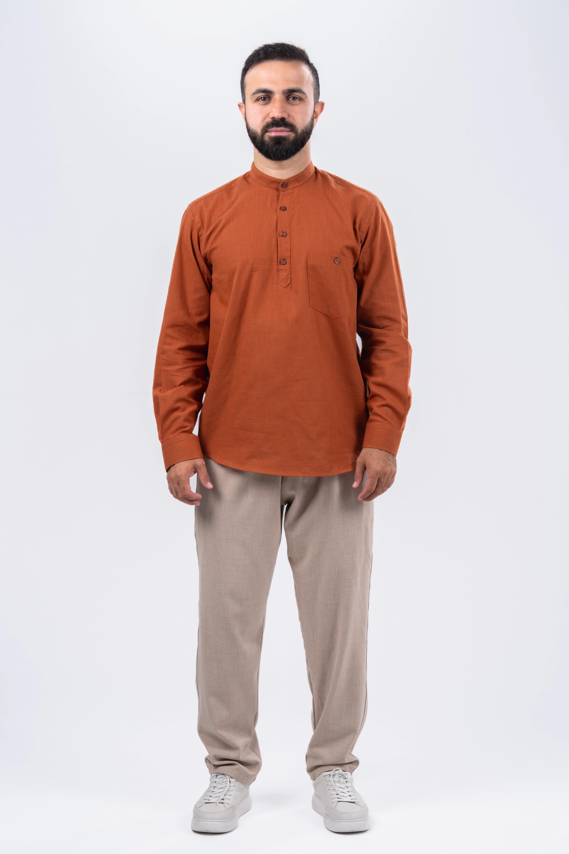 Kiremit 4 Düğme Gömlek & Şalvar Kombin