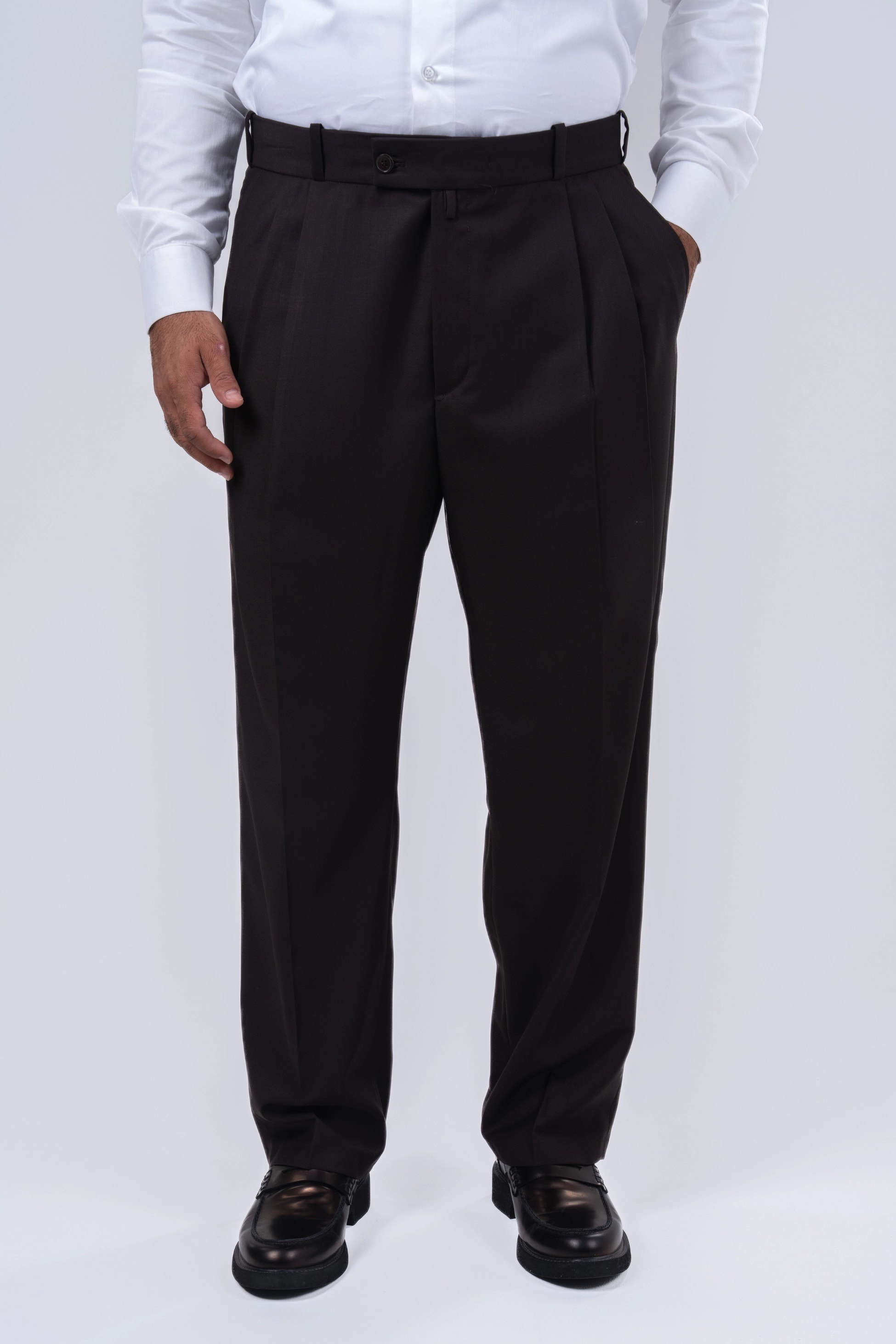 Kahverengi 2 Pileli Şalvar 