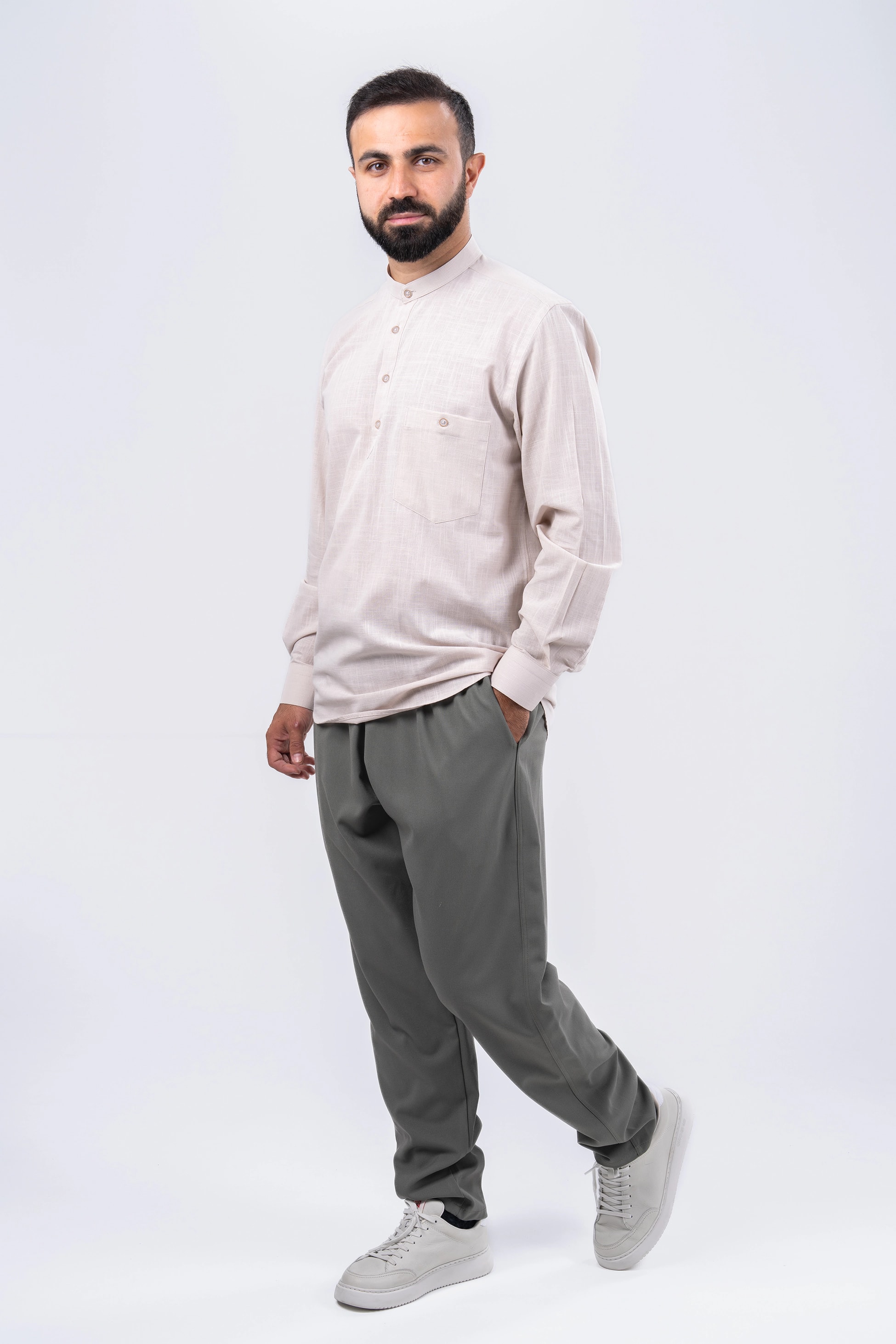 Vizon 4 Düğme Keten Gömlek