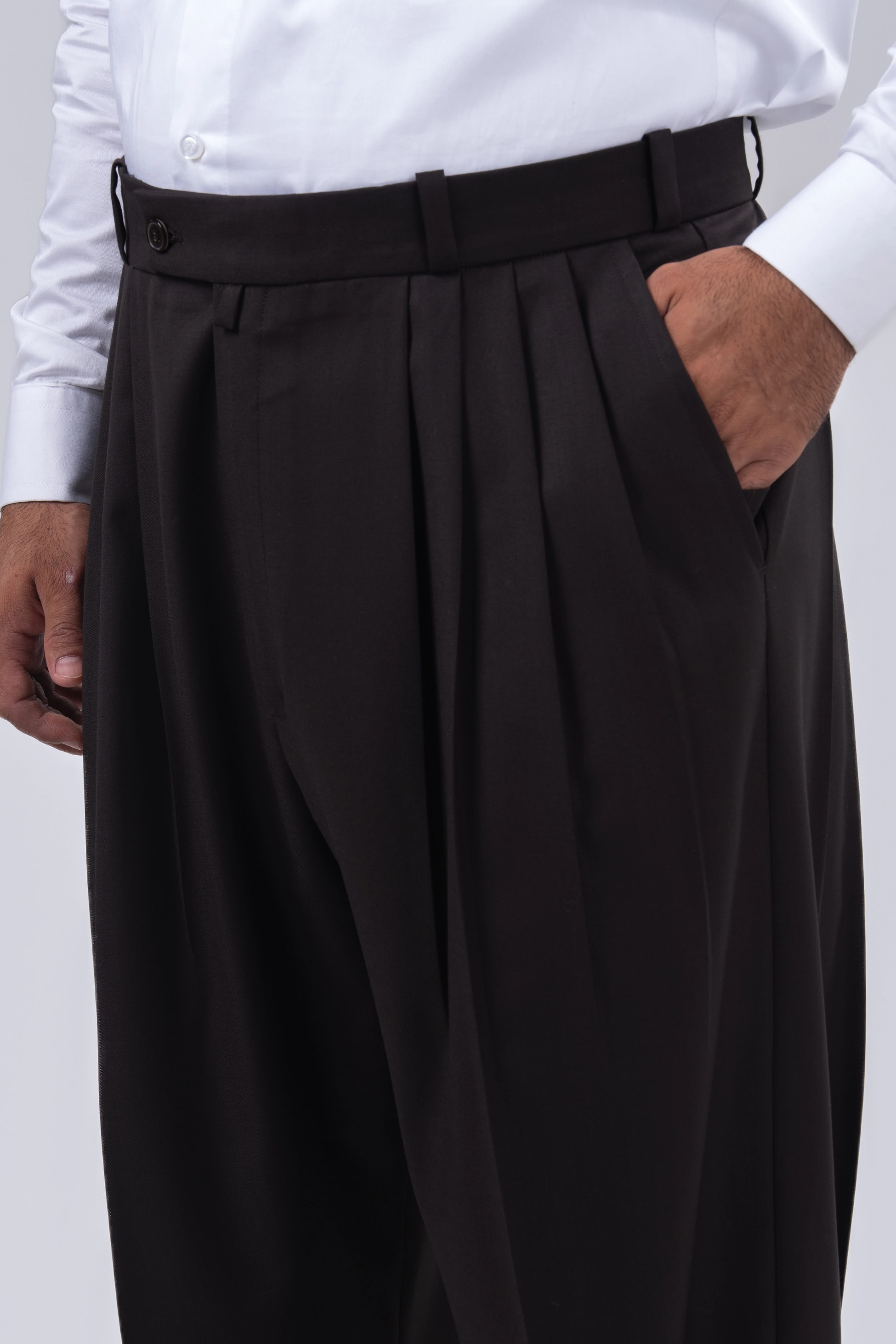 Kahverengi 4 Pileli Şalvar