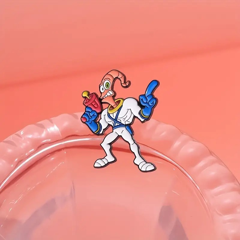 Solucan Jim – Earthworm Jim Metal Broş