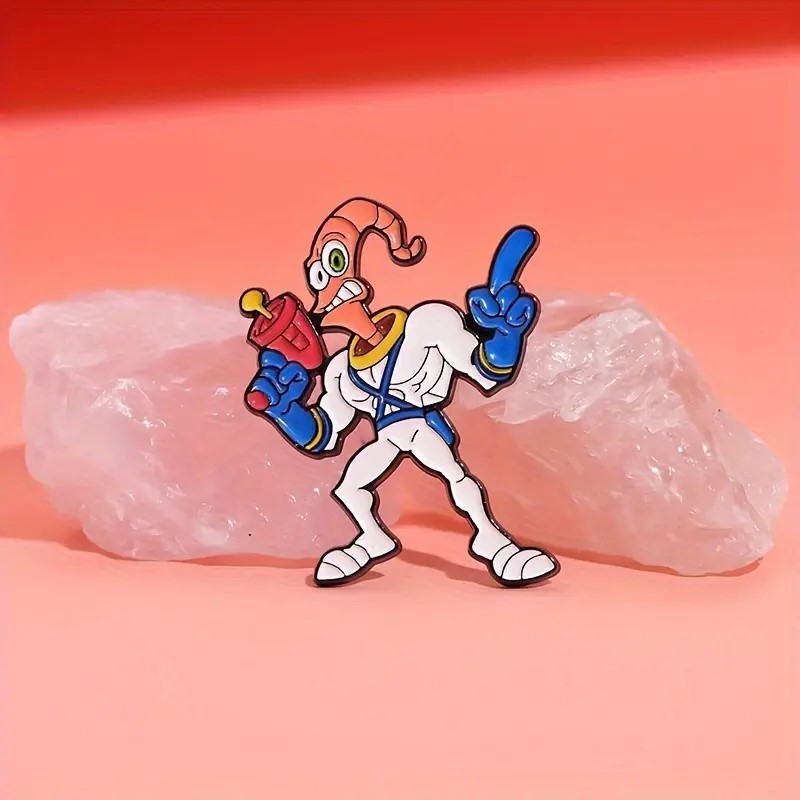 Solucan Jim – Earthworm Jim Metal Broş