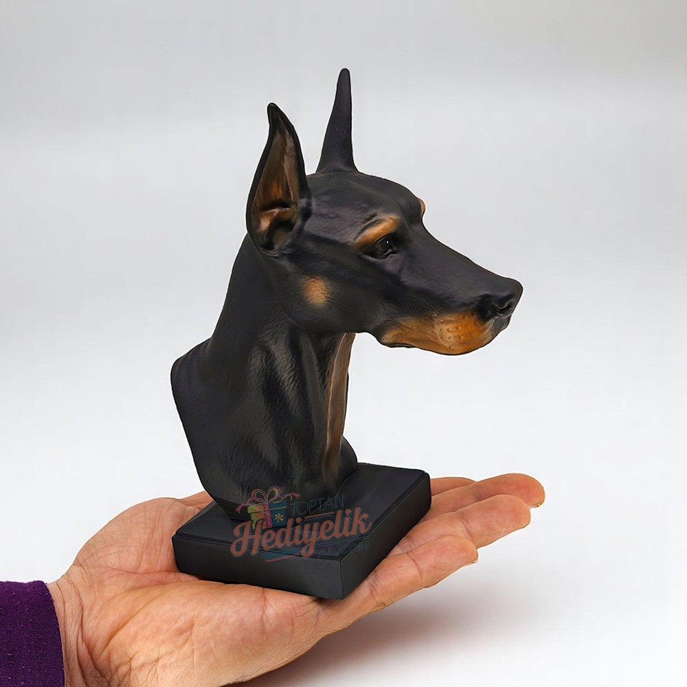Doberman Büst Köpek Heykeli