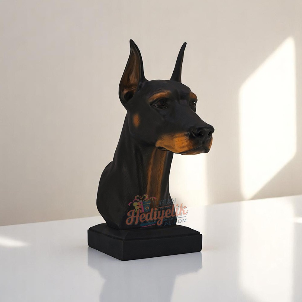 Doberman Büst Köpek Heykeli