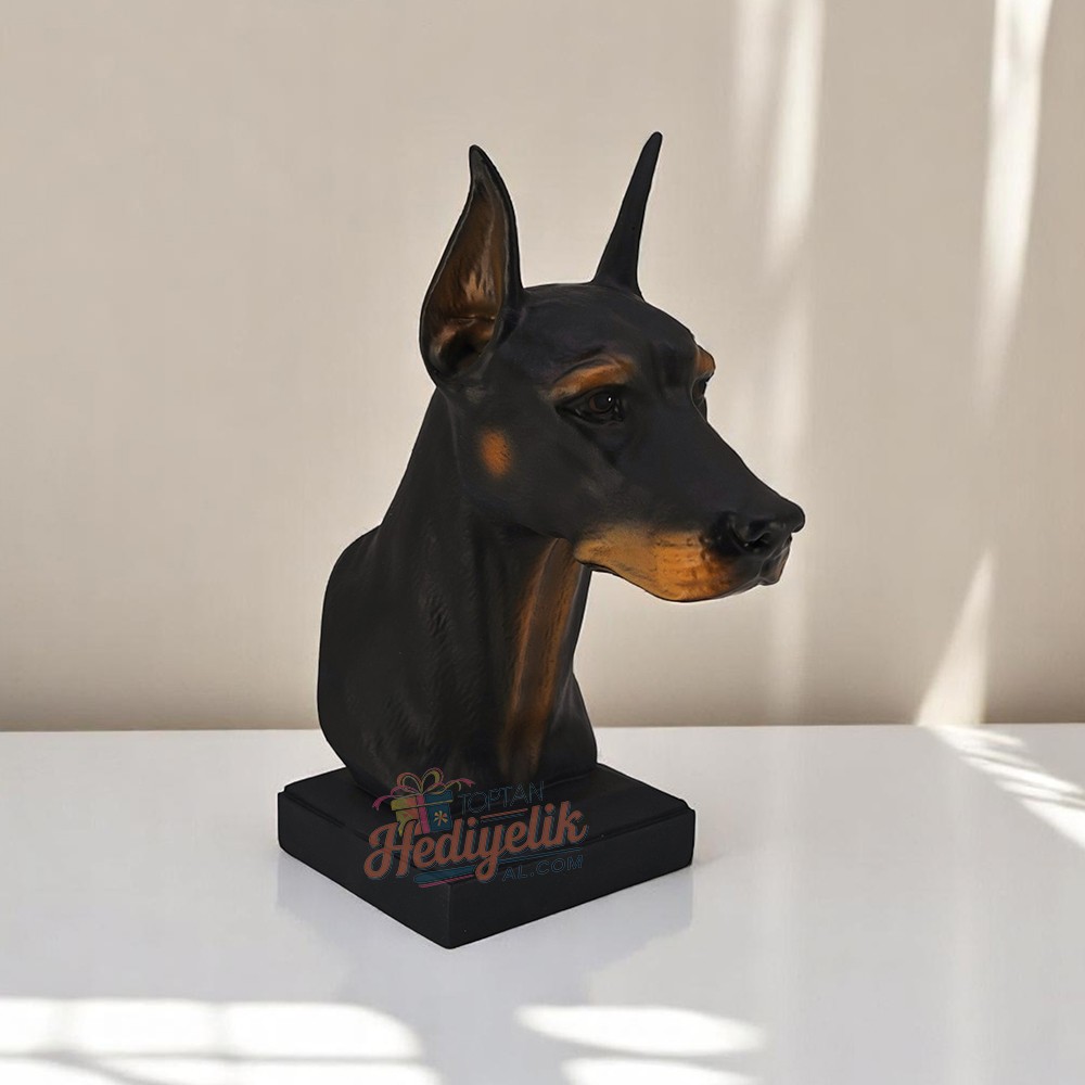 Doberman Büst Köpek Heykeli