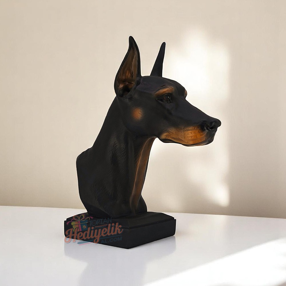 Doberman Büst Köpek Heykeli