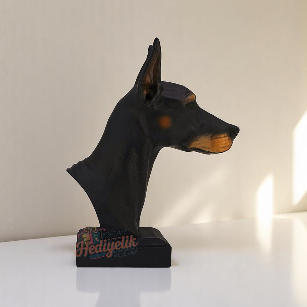 Doberman Büst Köpek Heykeli