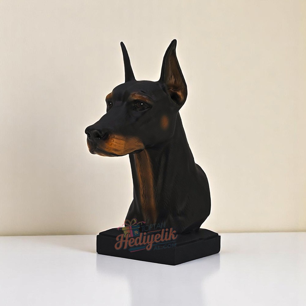 Doberman Büst Köpek Heykeli