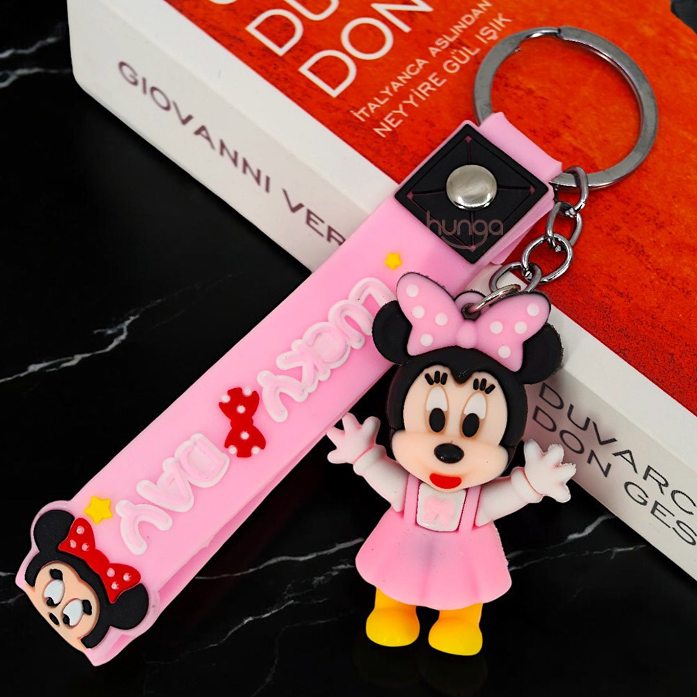 Mickey Mouse Pembe Silikon Anahtarlık