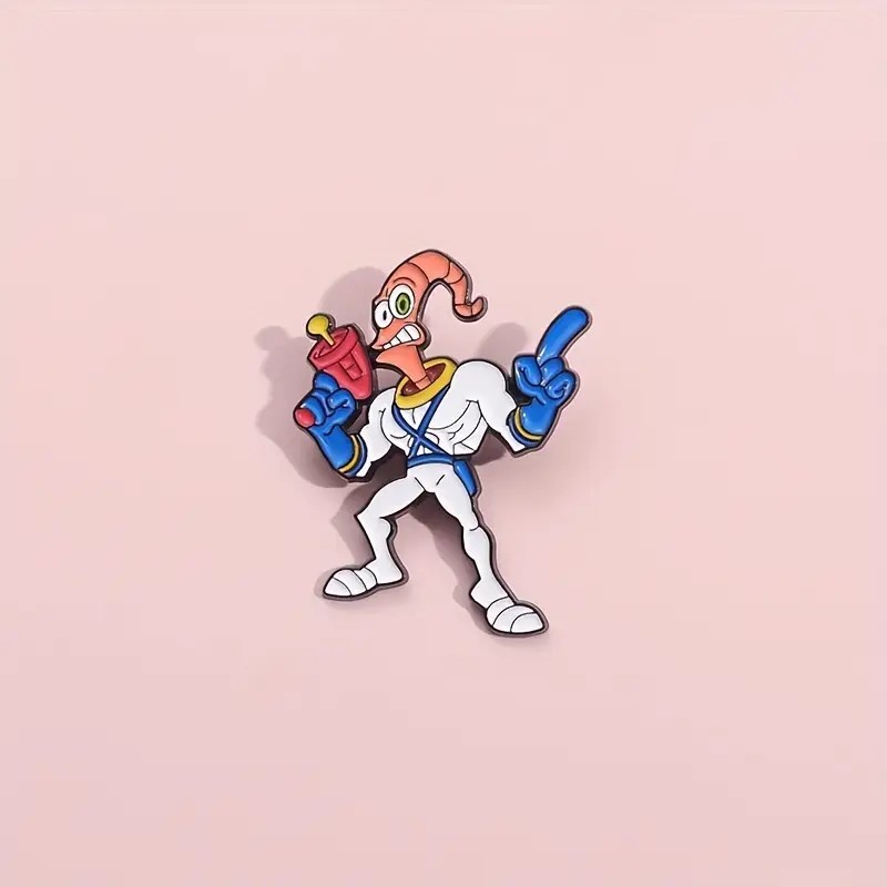 Solucan Jim – Earthworm Jim Metal Broş