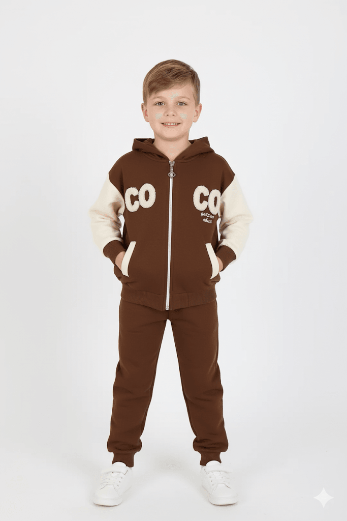 Coco Nakışlı Kapüşonlu Kalın 2li Takım - 2317