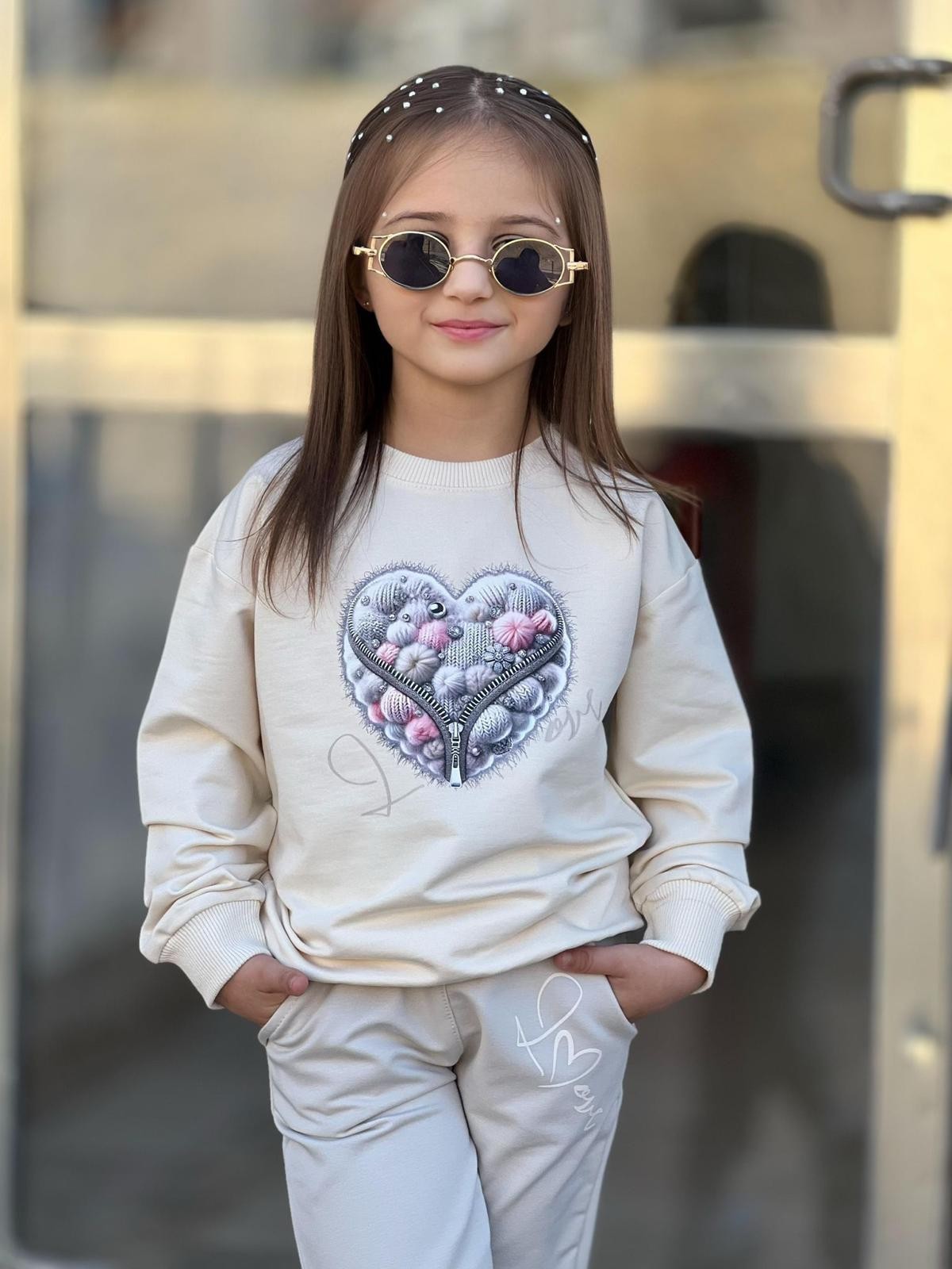 Love Baskılı Basic Cepli Takım 7065