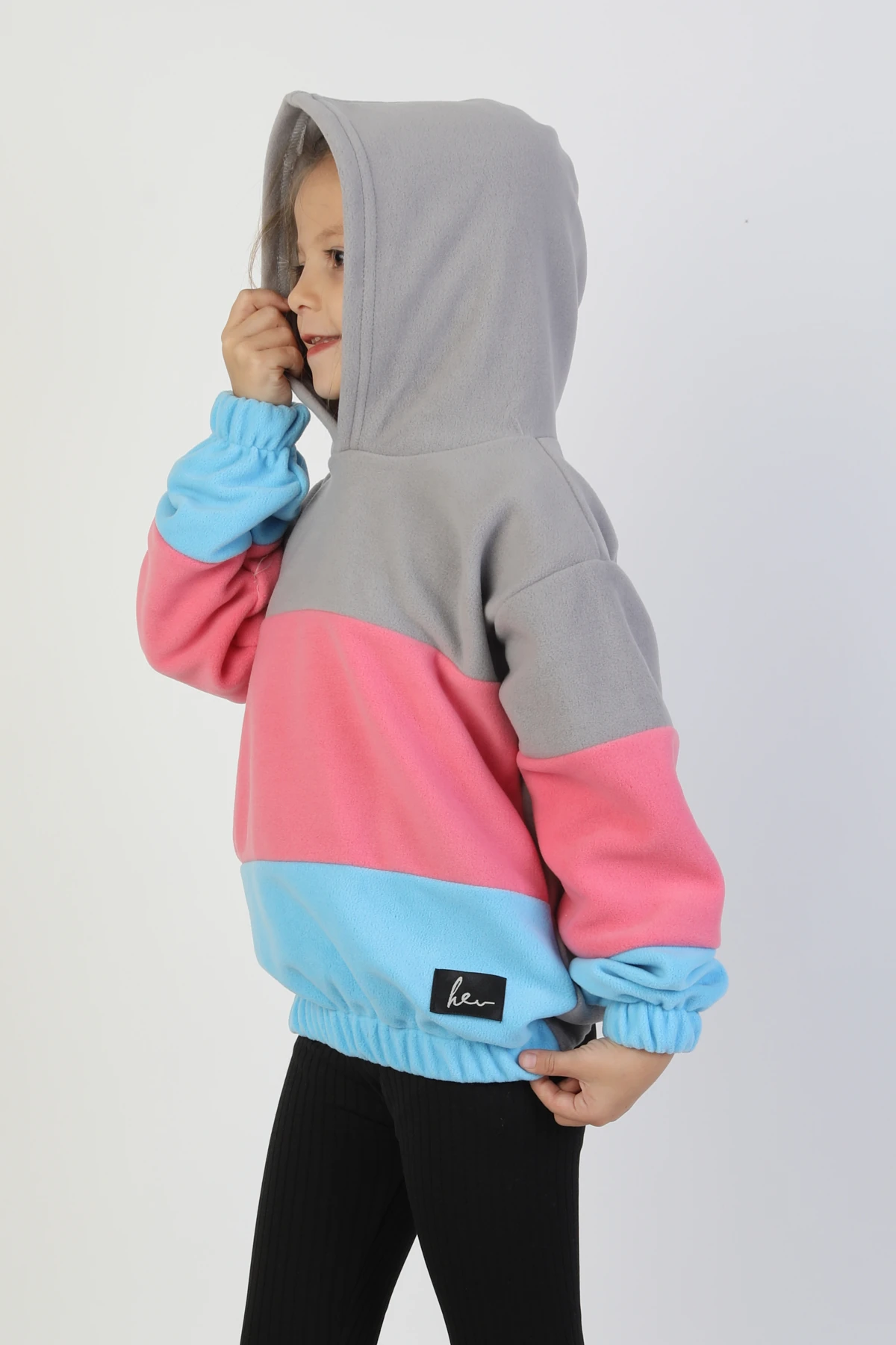 Kapüşonlu Lastikli Çocuk Polar Sweatshirt - 26K 4491