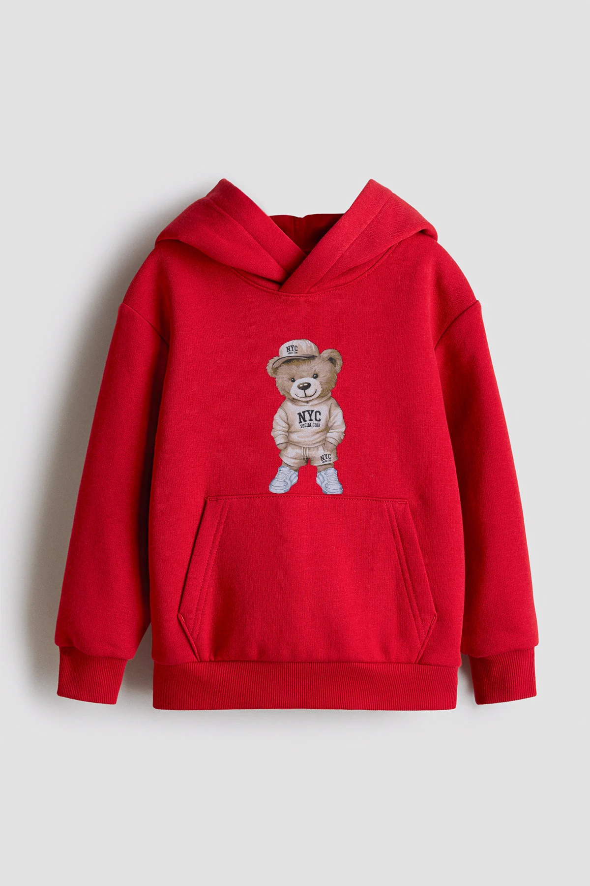 Kapüşonlu Ayıcık Baskılı Kalın Çocuk Sweatshirt - 26K 1629 - Kırmızı