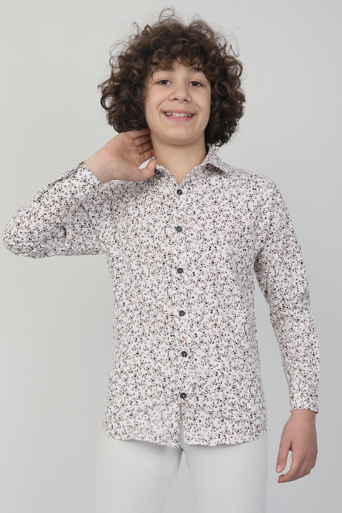 Çiçek Desenli Gömlek Pantolon Erkek Çocuk Takım 3507