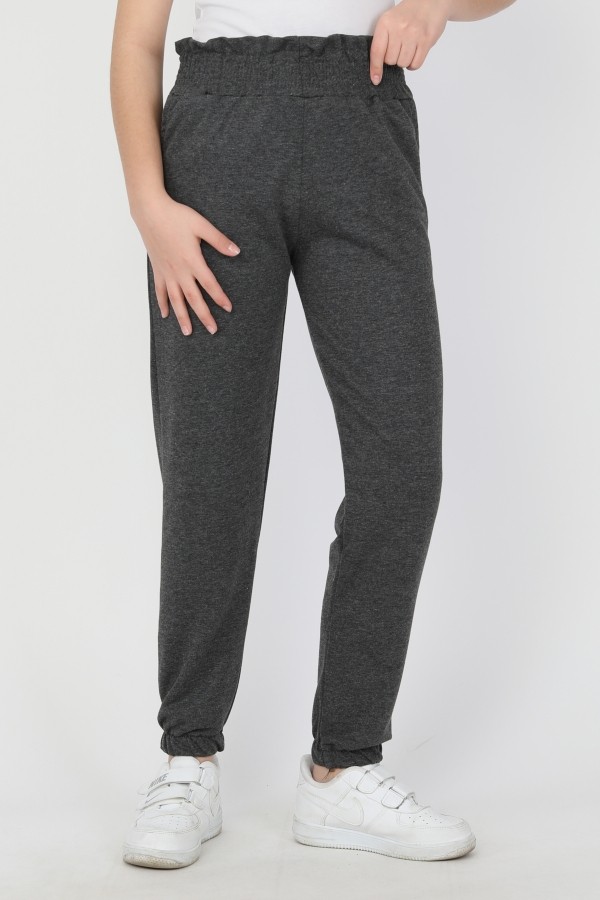 Bel Paça Lastikli Unisex Çocuk Düz Renk Eşofman Altı 0012-0011