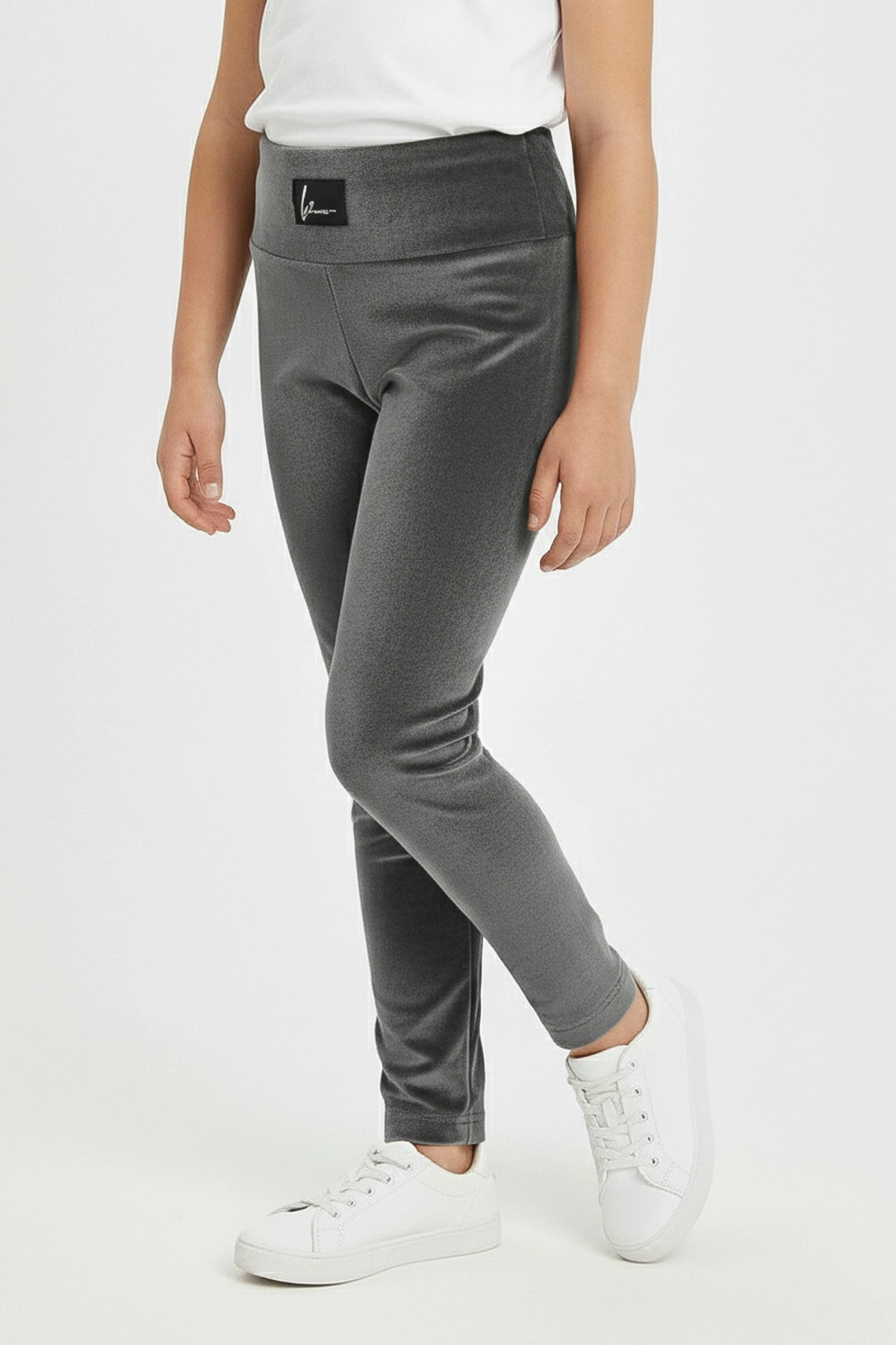 Armalı Kız Çocuk Kadife Tayt - 26K 02443 - Füme