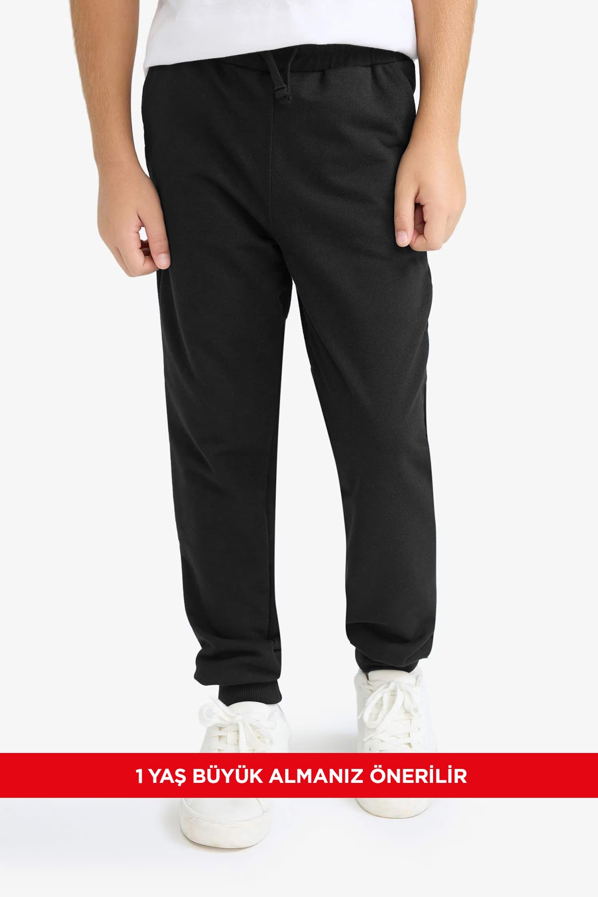 Beli Lastikli Erkek Çocuk Okul Jogger Eşofman Altı - Siyah