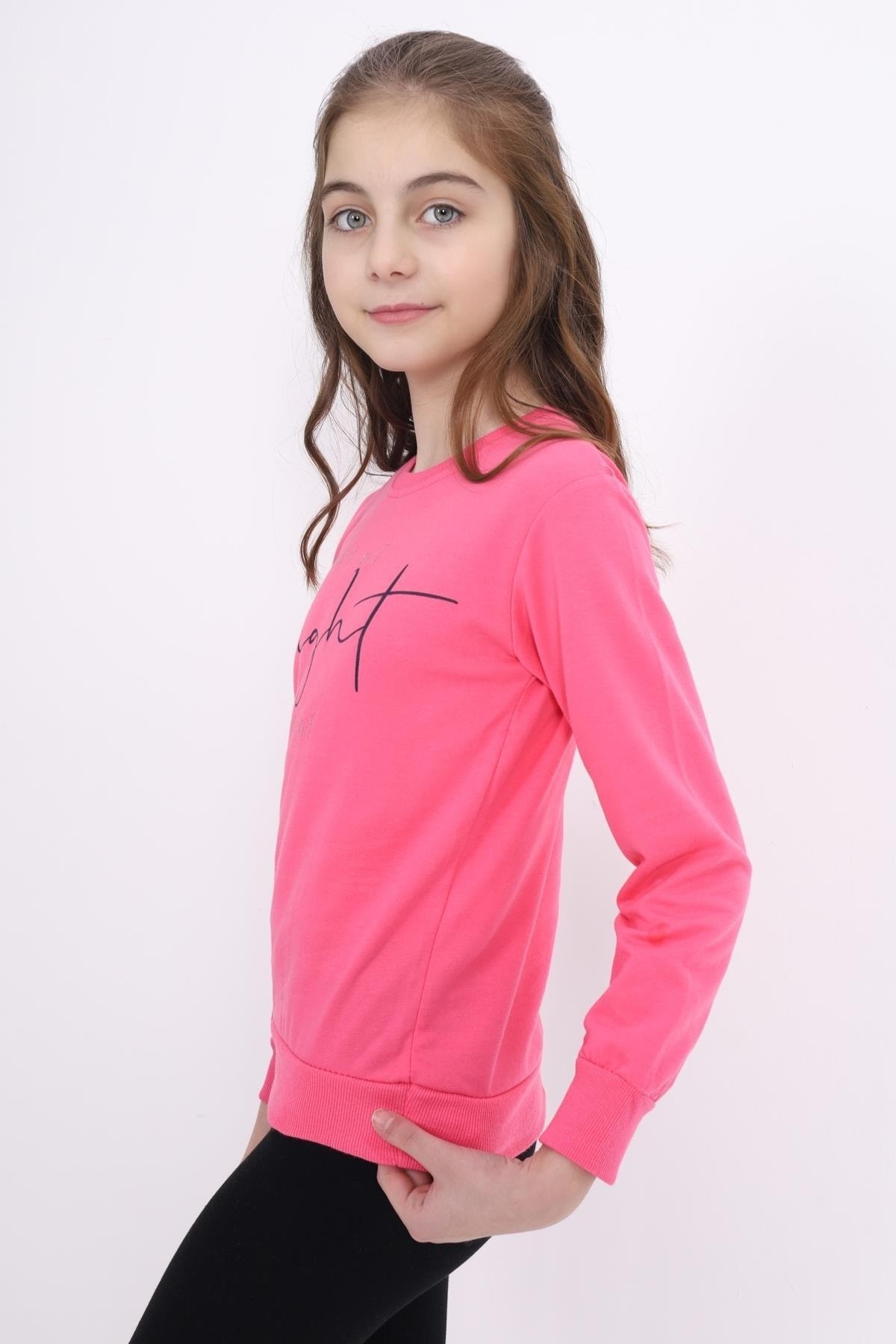 Kız Çocuk Sweatshirt Baskılı - Pembe