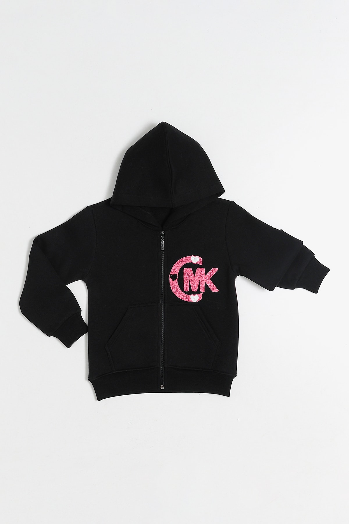 Kapüşonlu Kız Çocuk Kalın Fermuarlı Sweatshirt