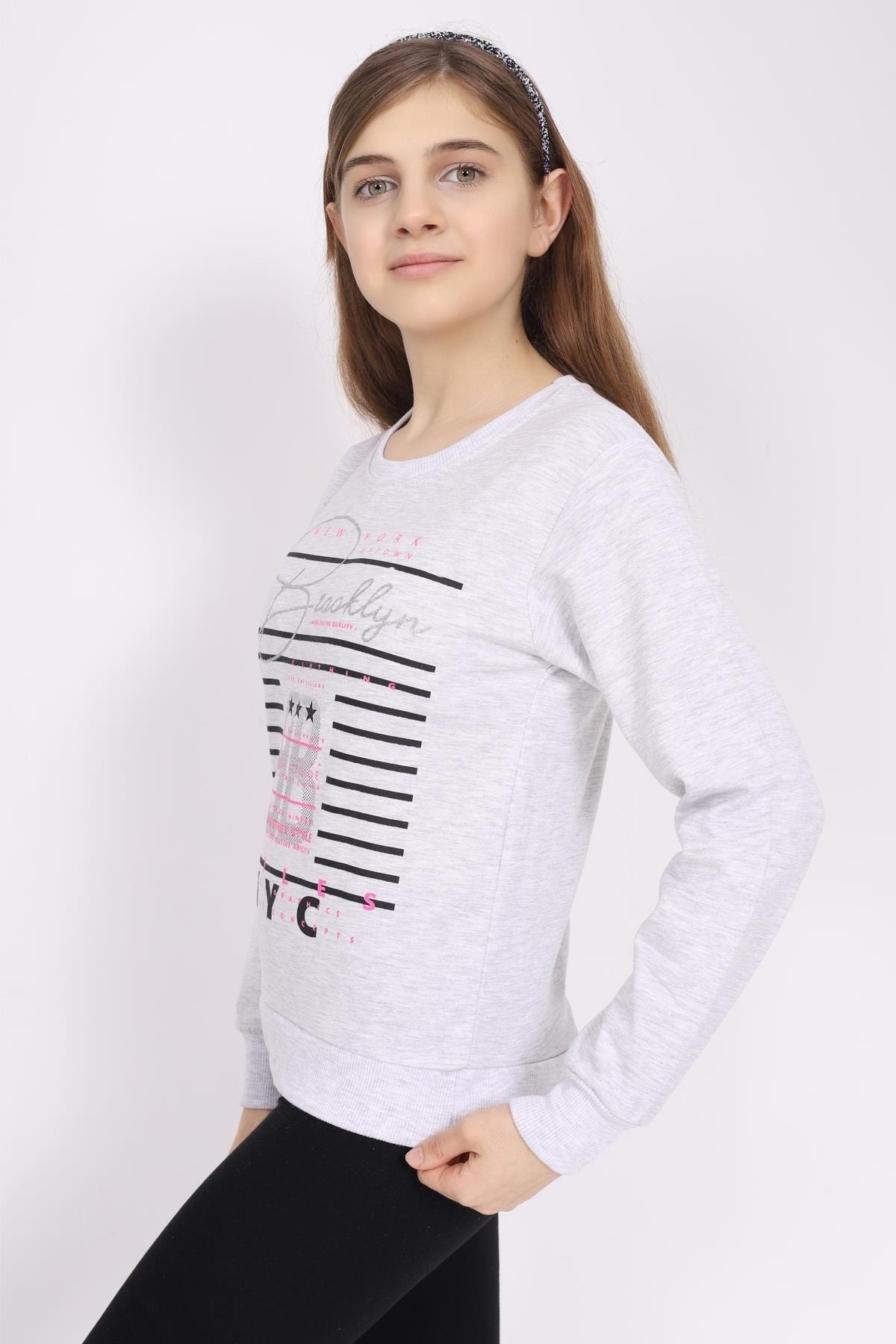 Kız Çocuk Sweatshirt Baskılı - Gri