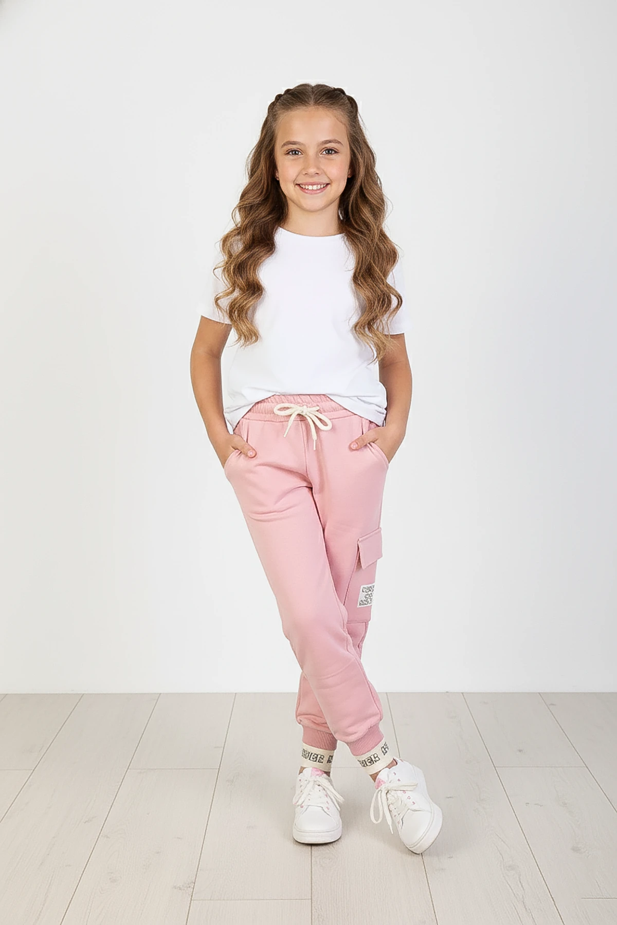 Kargo Cepli Baskılı Kız Çocuk Eşofman Altı - 26K 5180 - Pembe