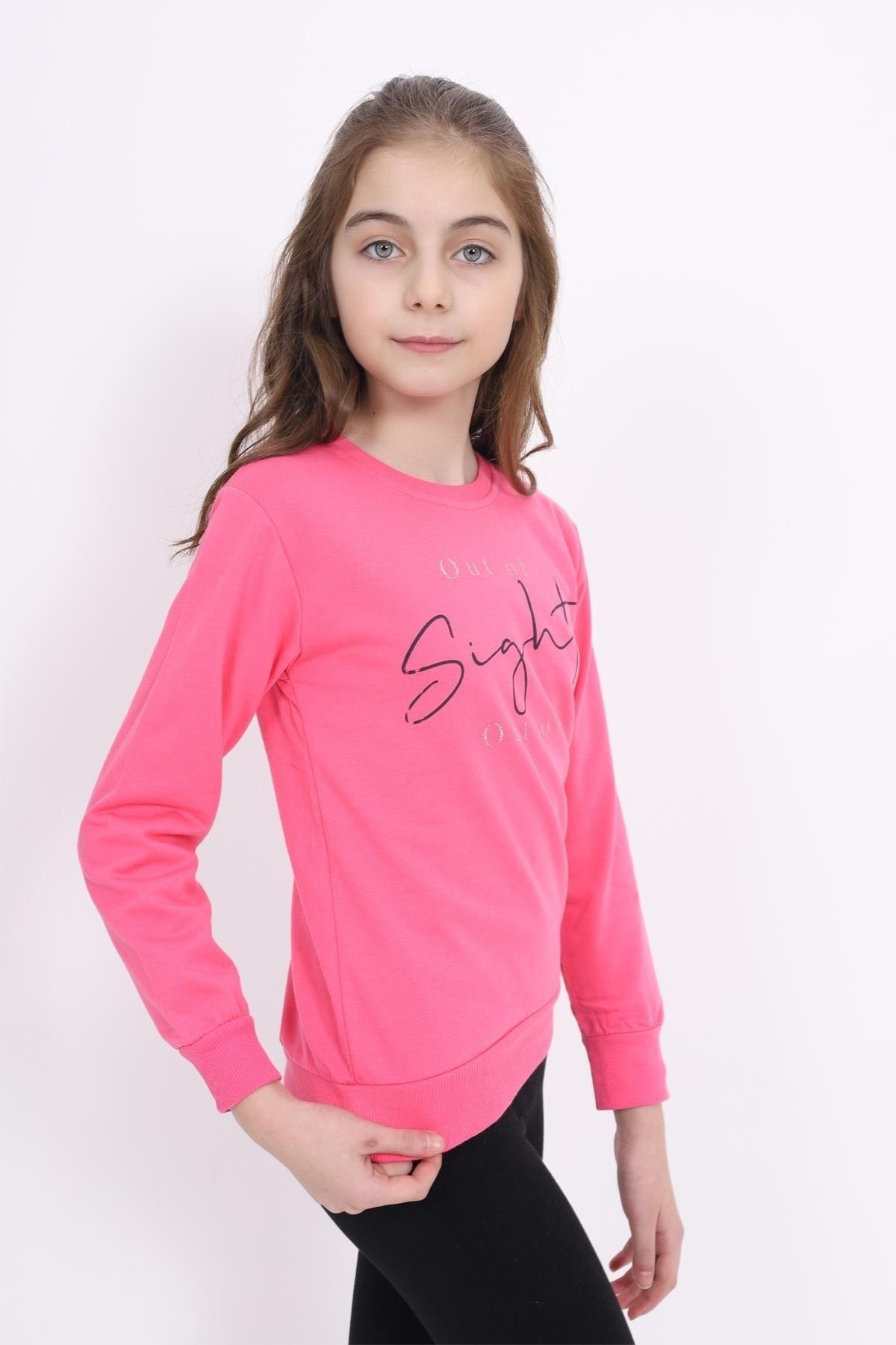 Kız Çocuk Sweatshirt Baskılı - Pembe