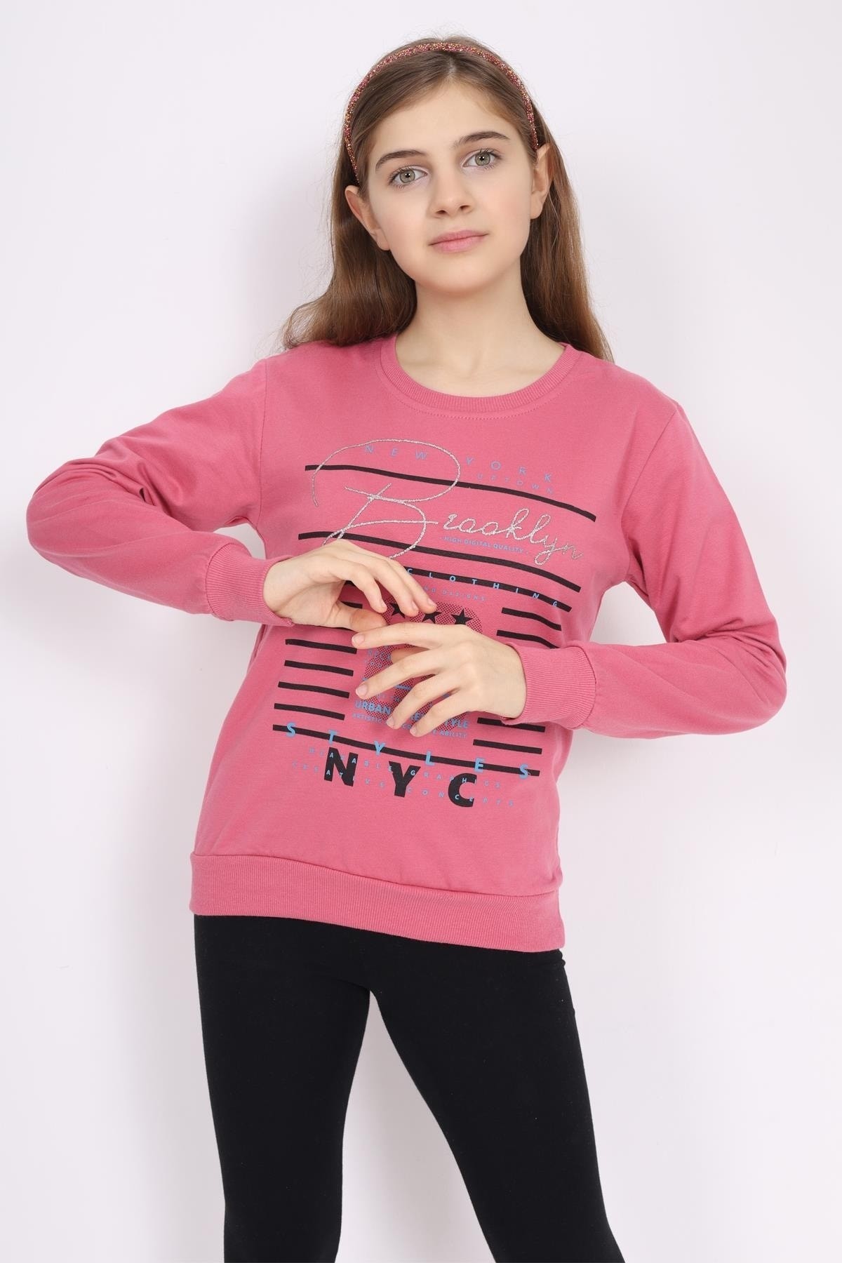 Kız Çocuk Sweatshirt Baskılı - Somon