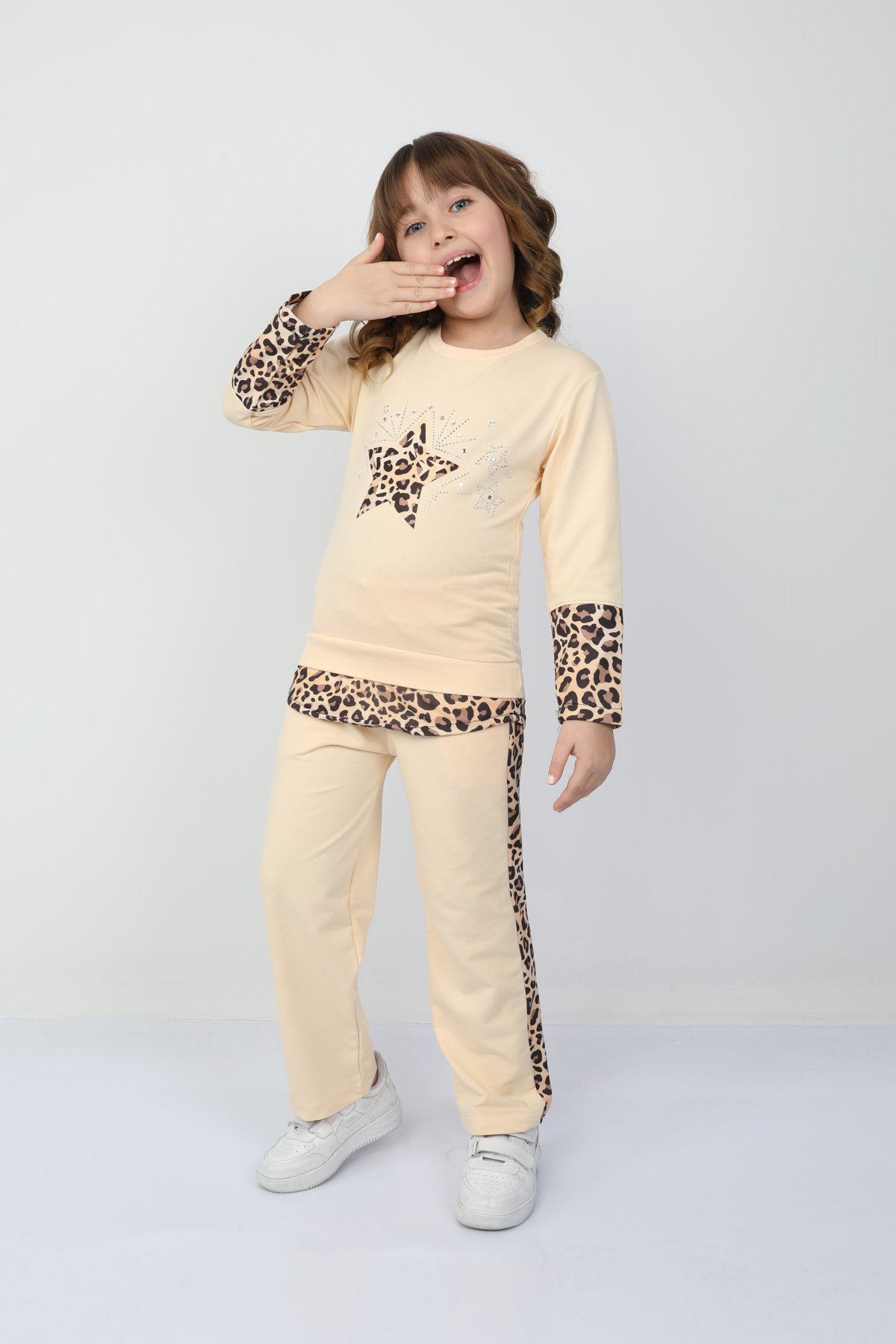 Kız Çocuk Leopar Yıldızlı Takım 37037