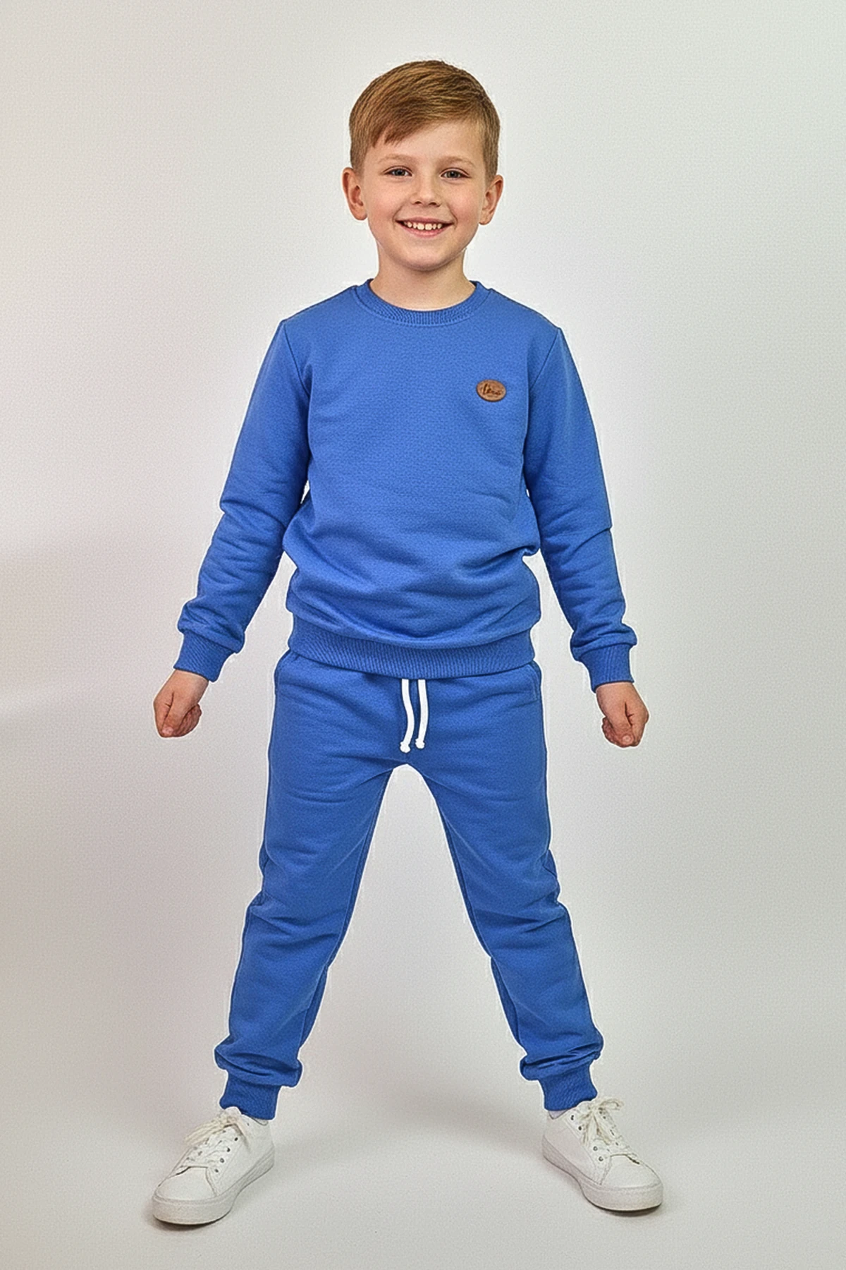 Bisiklet Yaka Erkek Çocuk Eşofman Takımı - 16004 - Saks