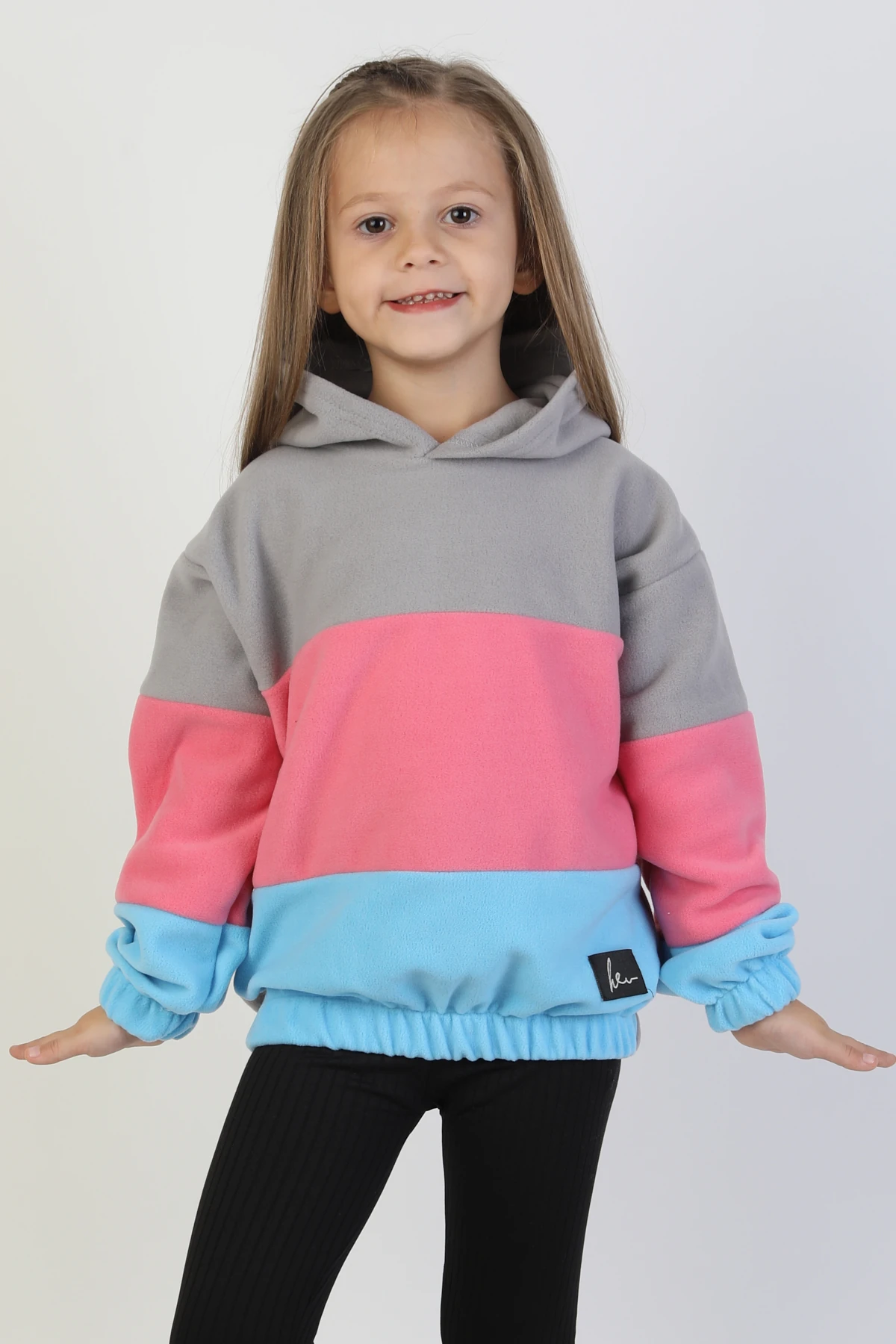 Kapüşonlu Lastikli Çocuk Polar Sweatshirt - 26K 4491