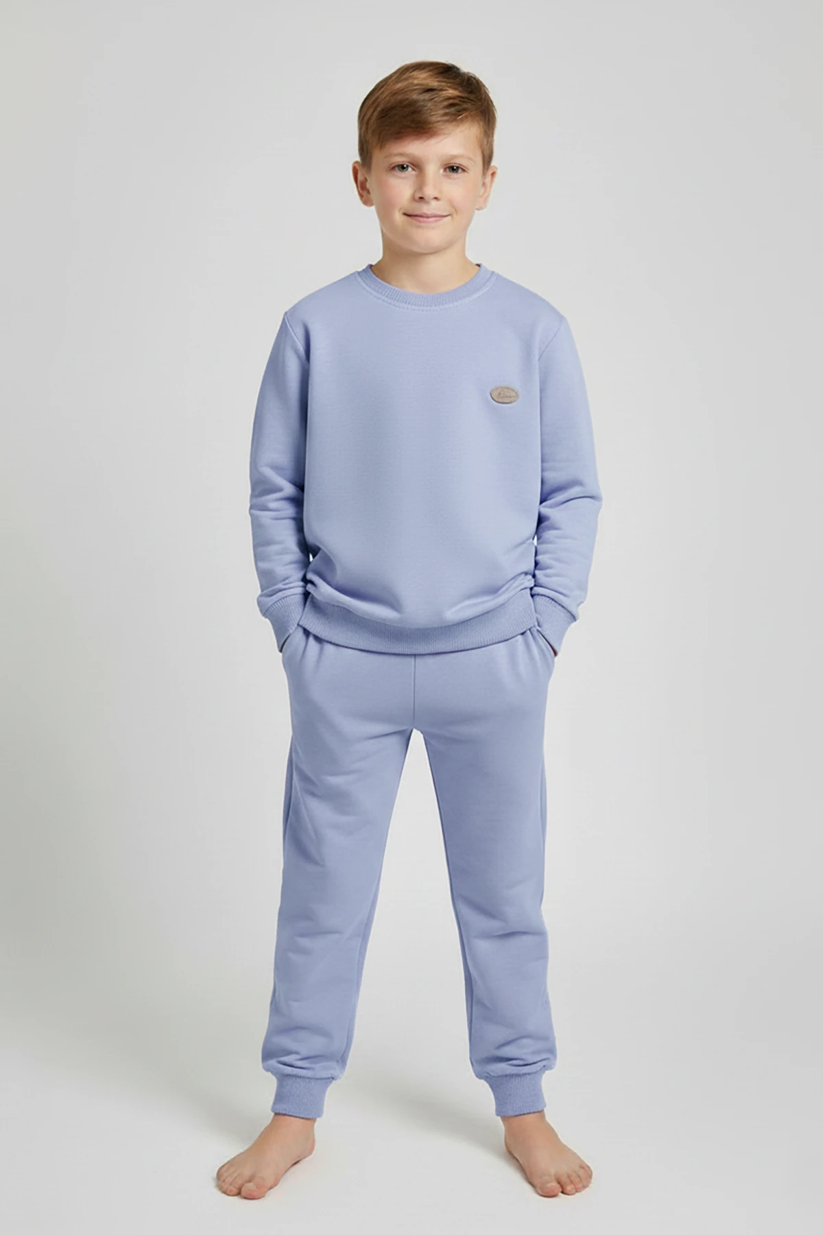 Bisiklet Yaka Erkek Çocuk Eşofman Takımı - 16004 - İndigo