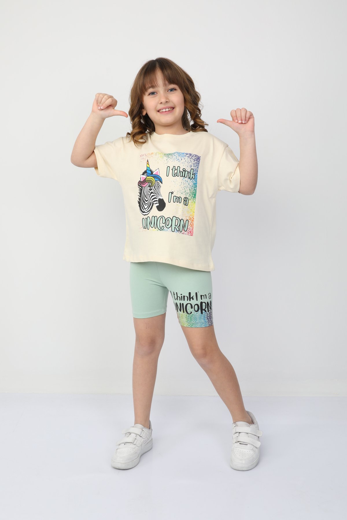 I Thing Unicorn Baskılı Kız Çocuk Takım 6534