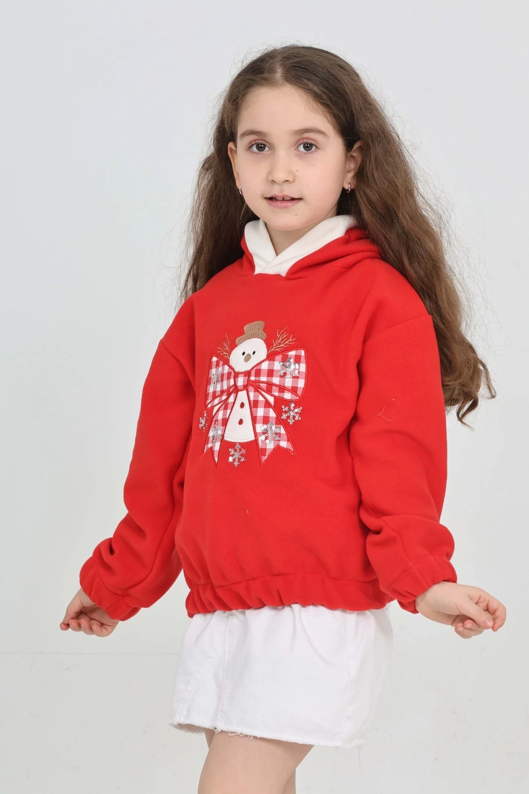 Kapüşonlu Yılbaşı Noel Temalı Çocuk Polar Sweatshirt - 26K 9012 - Fiyonk