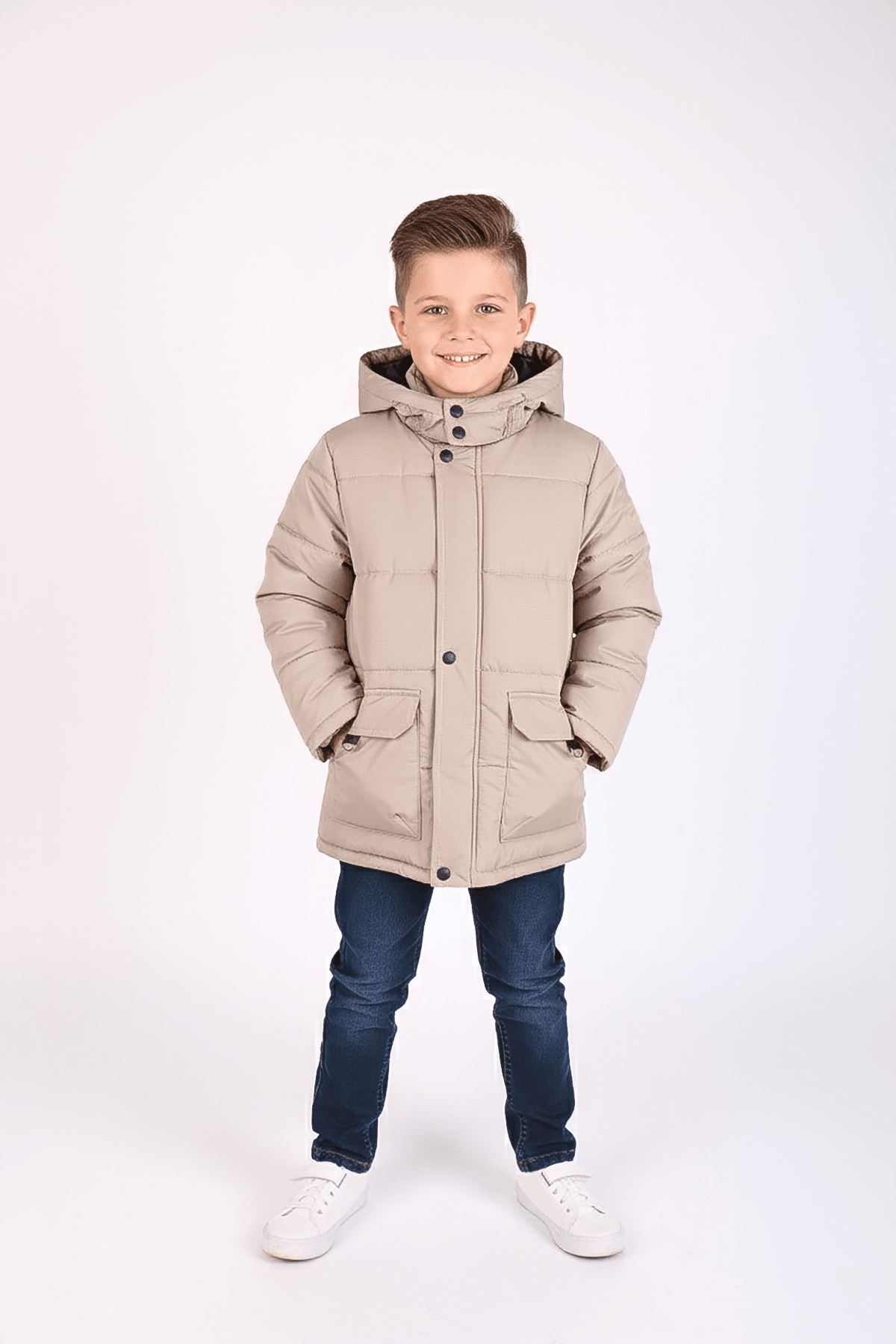 Çocuk İçi Polarlı Şişme Mont - 26K 5358 - Krem