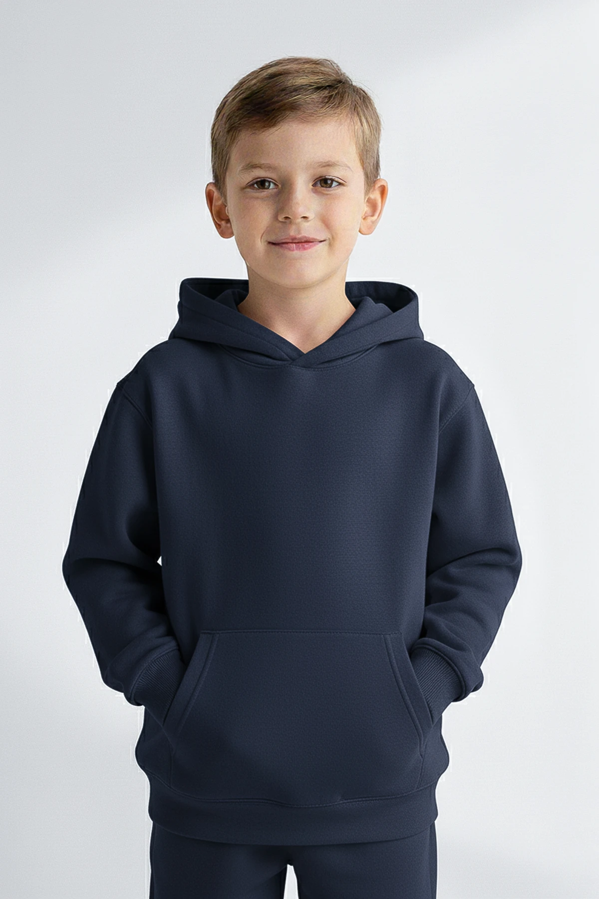 Kapüşonlu Basic Kalın Çocuk Sweatshirt - 26K 1628 - Lacivert