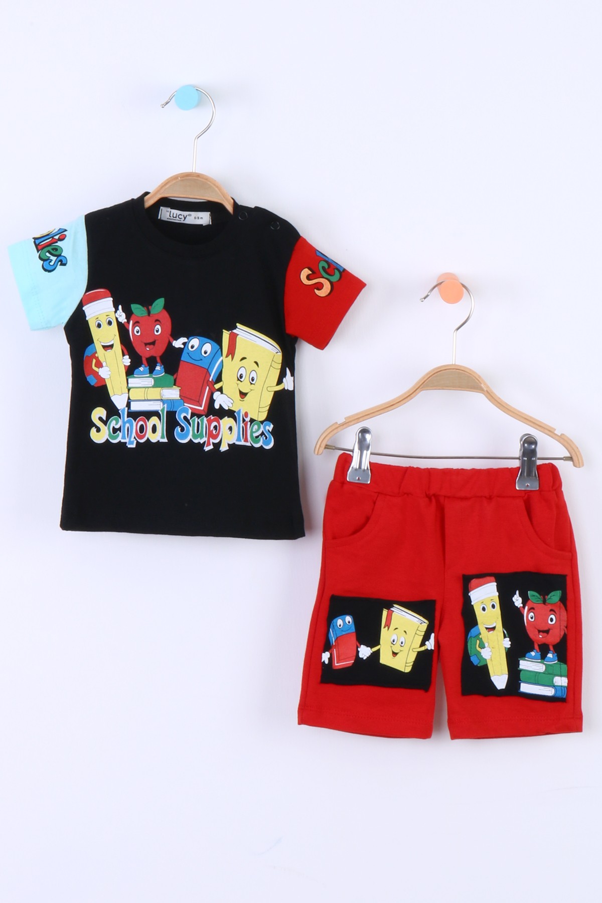 SCHOOL SUPPLİES BASKILI TAKIM ECCK-TKM-LCY-1471 - Kırmızı