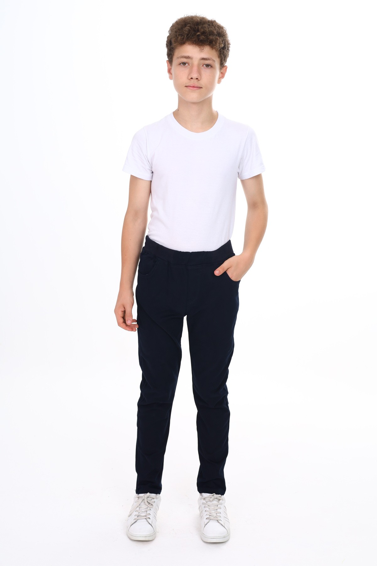 OKUL PANTOLONU BELİ LASTİKLİ KAŞKORSELİ ECCK-BYMİK-JEAN-8334-8434 - Lacivert