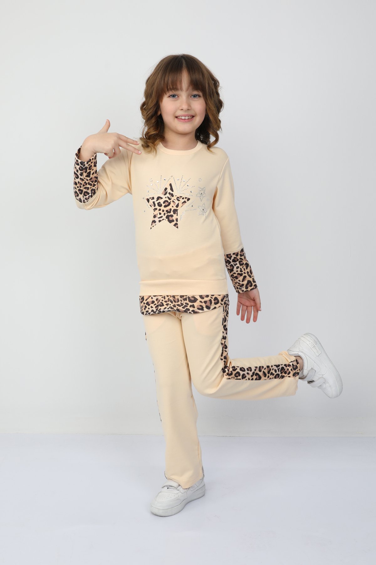 Kız Çocuk Leopar Yıldızlı Takım 37037