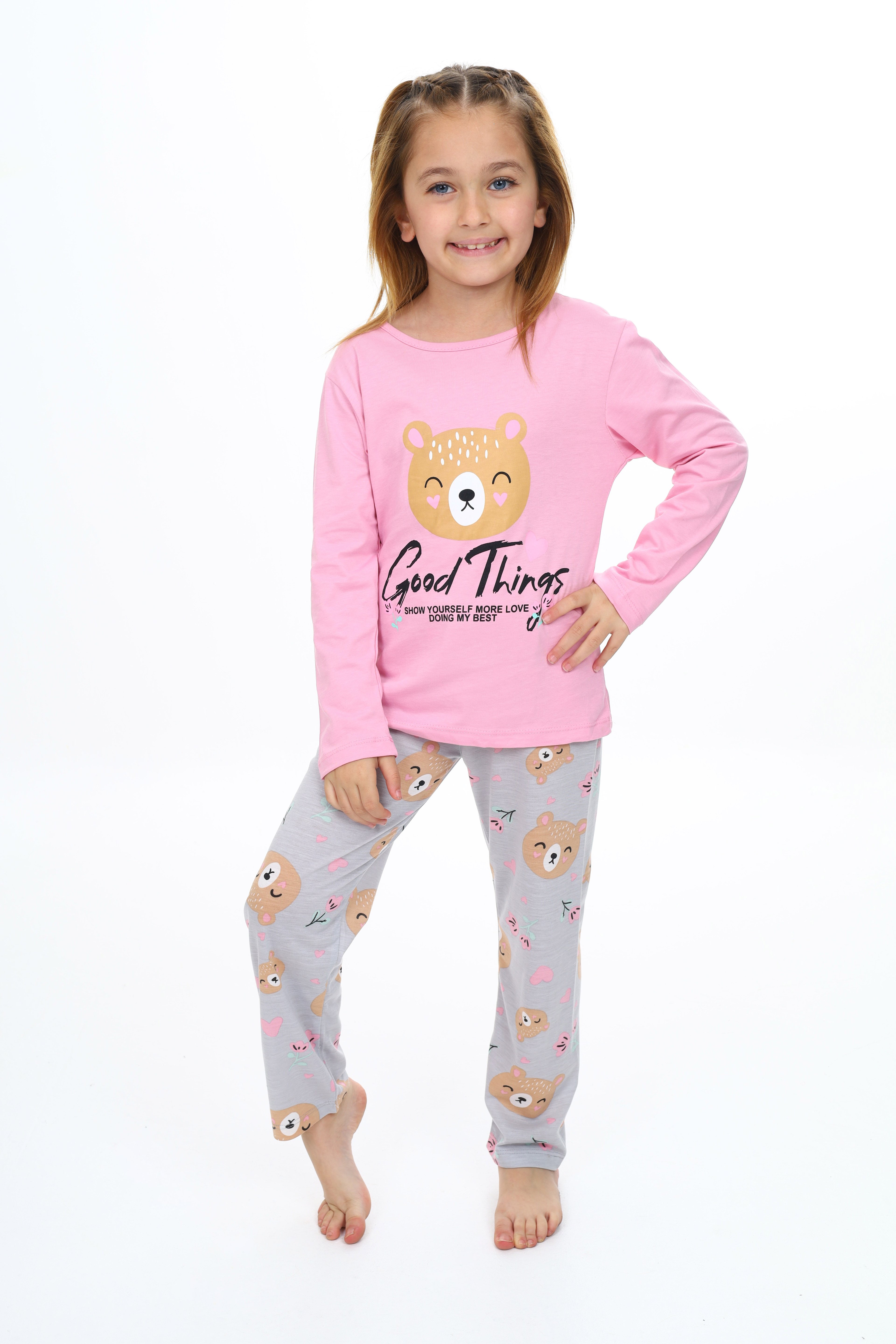 Kız Çocuk Pijama Takımı 0002 - Pembe