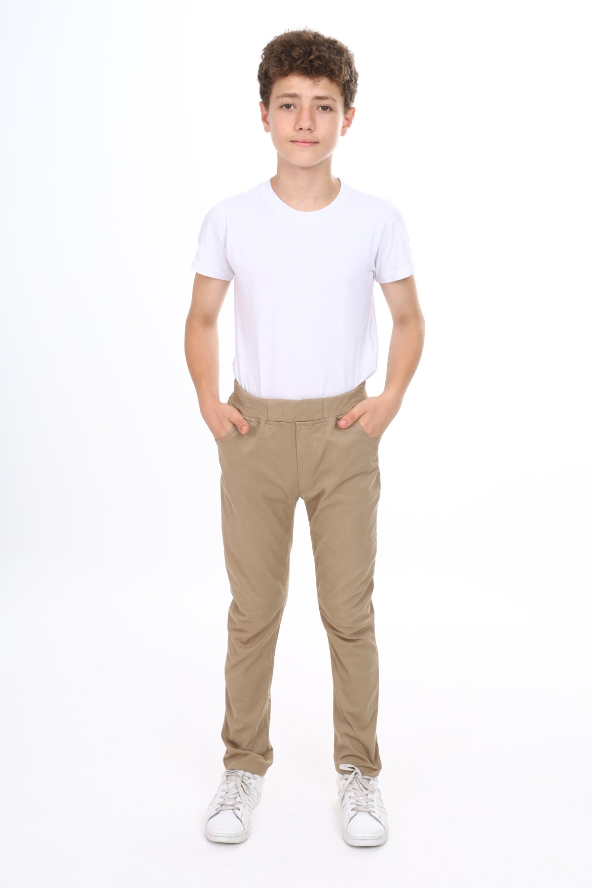 OKUL PANTOLONU BELİ LASTİKLİ KAŞKORSELİ ECCK-BYMİK-JEAN-8334-8434 - Krem