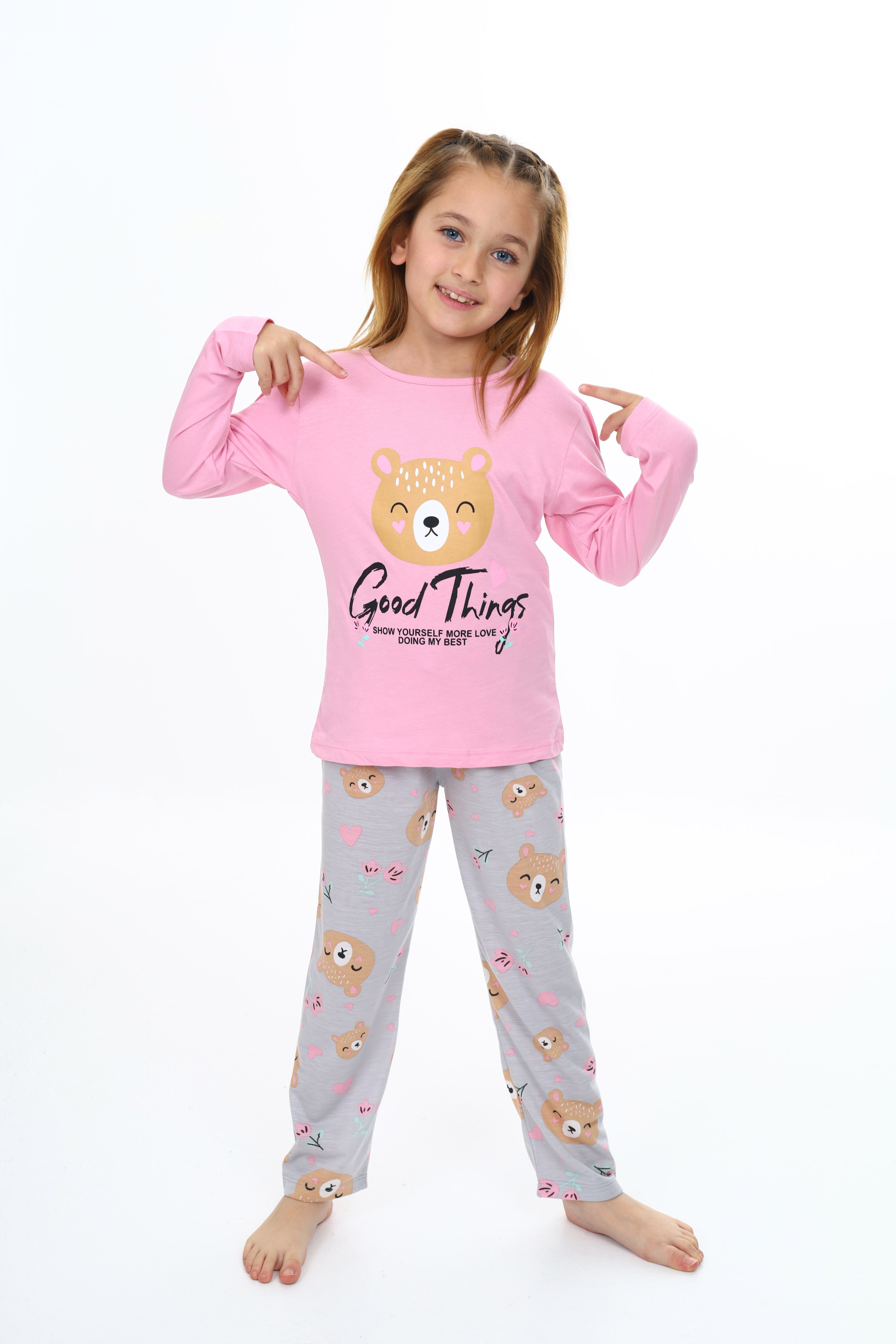 Kız Çocuk Pijama Takımı 0002 - Pembe