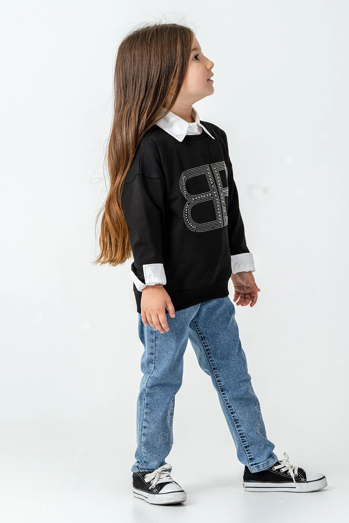 BB Taşlı Sweatshirt Kız Çocuk 3'lü Takım - 26K 6333