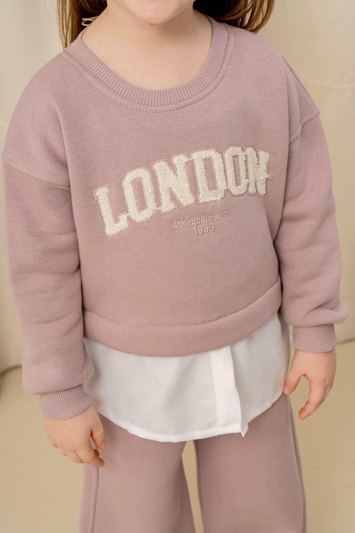 Kız Çocuk London Nakışlı Şardonlu 2 li Takım - 3266/3265
