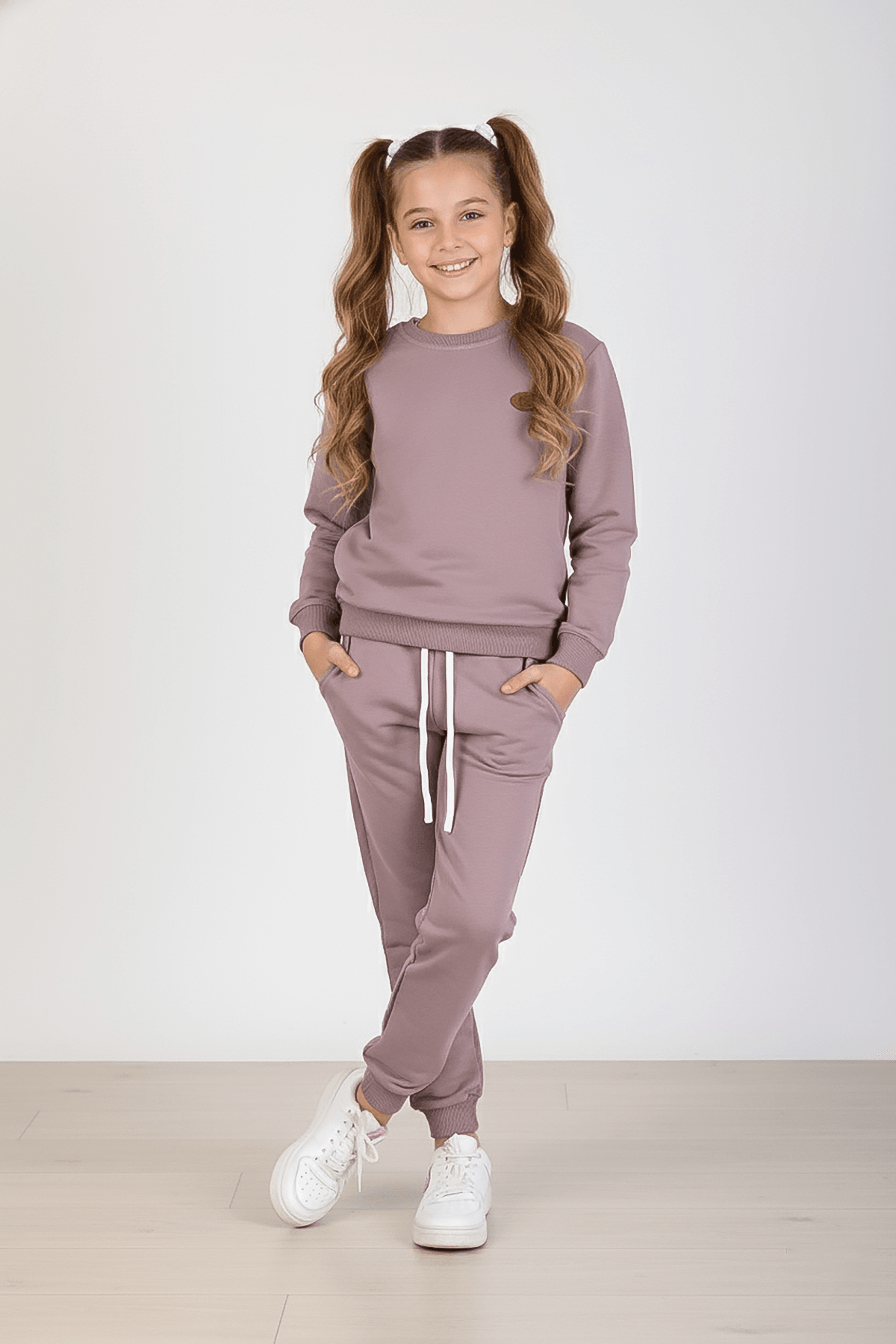 Bisiklet Yaka Çocuk Eşofman Takımı - 26K 16004 - Gülkurusu