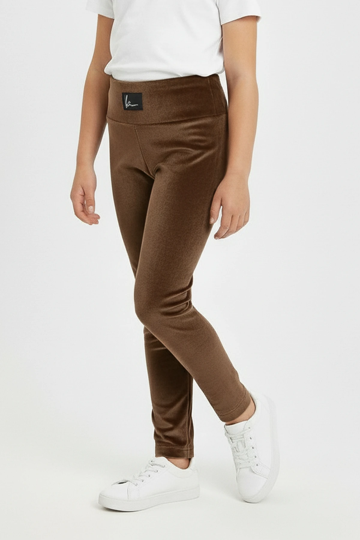 Armalı Kız Çocuk Kadife Tayt - 26K 02443 - Kahverengi