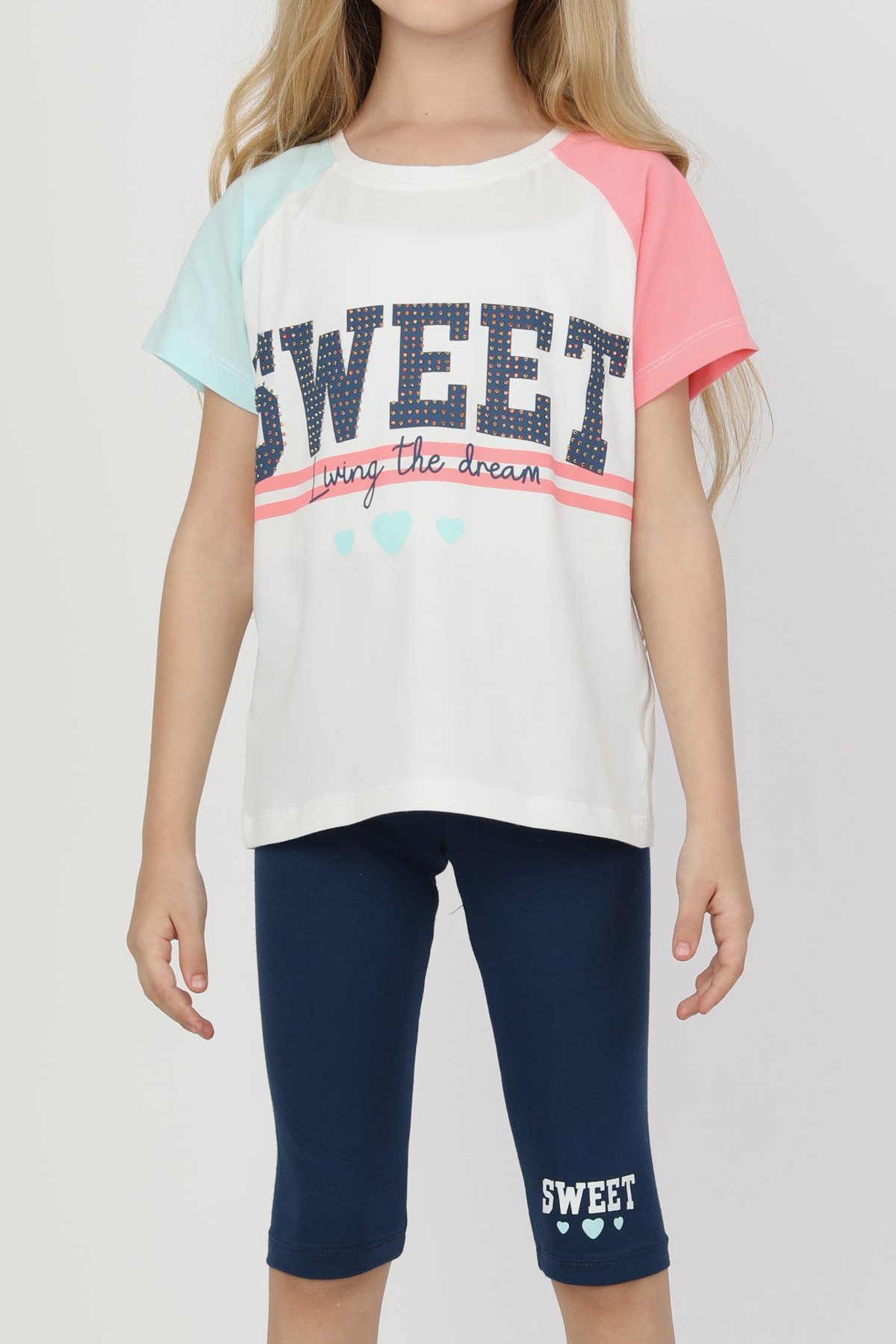 SWEET BASKILI REGLAN KOL TAYTLI GÜNLÜK TAKIM - 23400