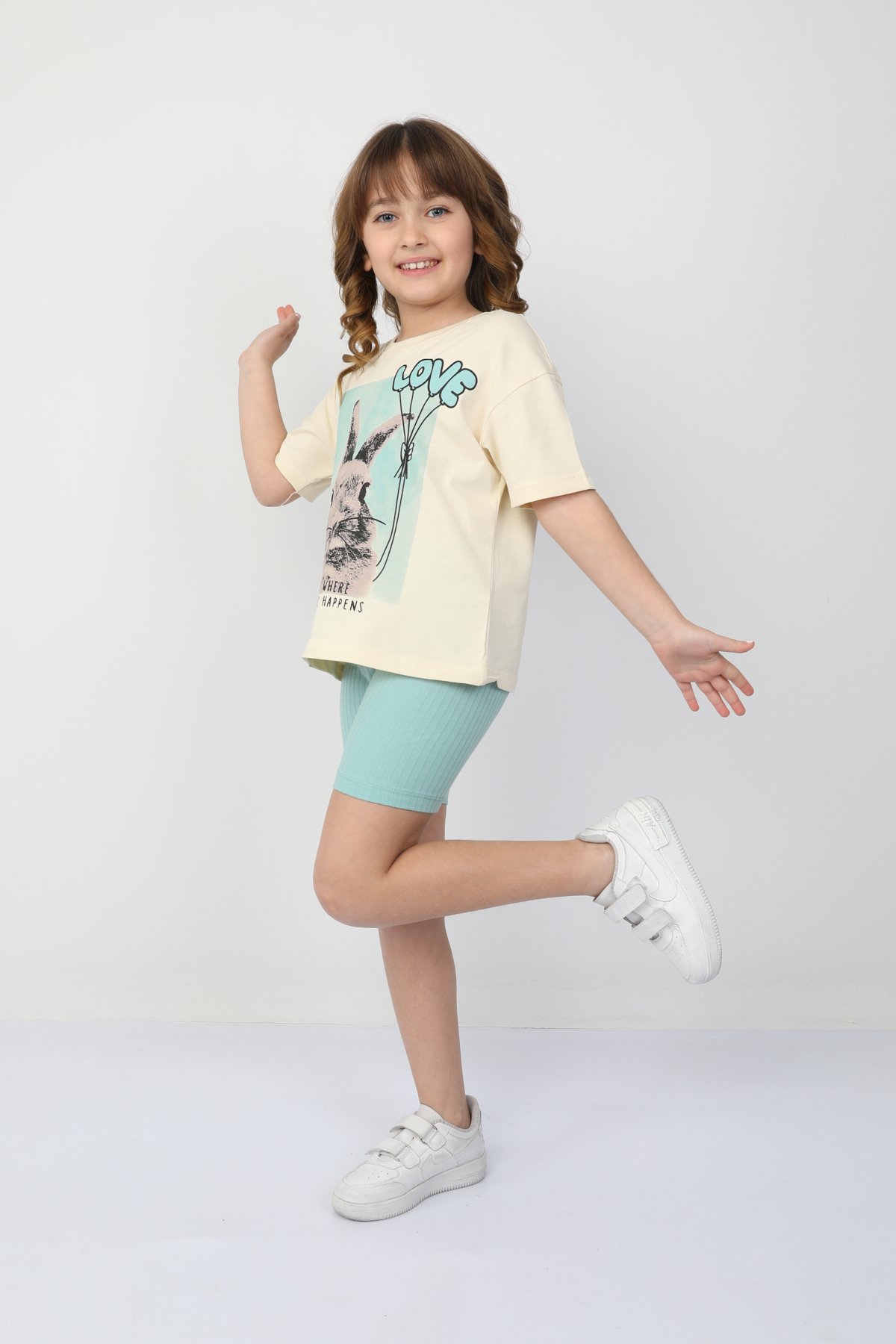 Love Tavşan Baskılı Alt Üst Takım 6485